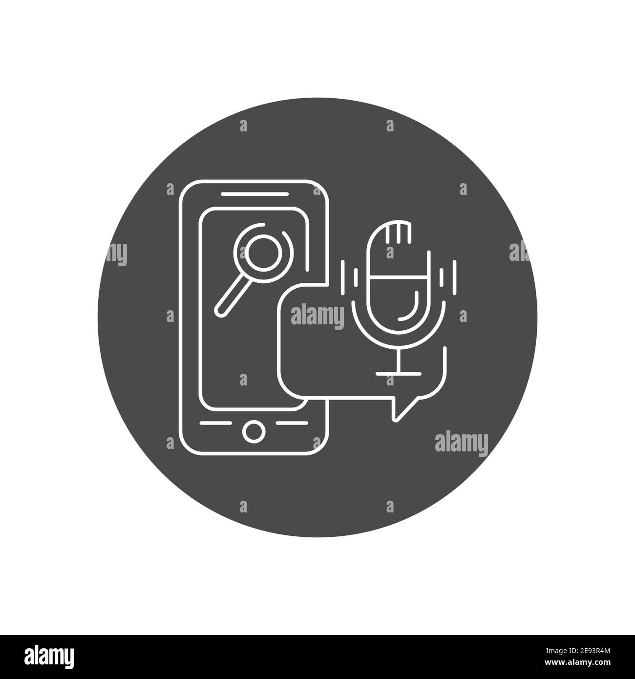 Sprachsuche mobile Anwendung in Smartphone schwarz Glyph Symbol. Piktogramm für Webseite, mobile App, Promo. UI UX GUI Design Element. Bearbeitbare Kontur Stock Vektor
