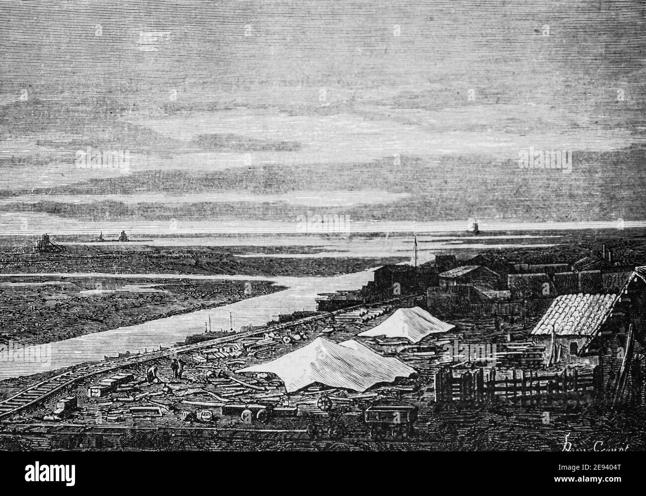 Port-Said, Les grands travaux du siecle par dumont, Ausgabe hachette 1895 Stockfoto
