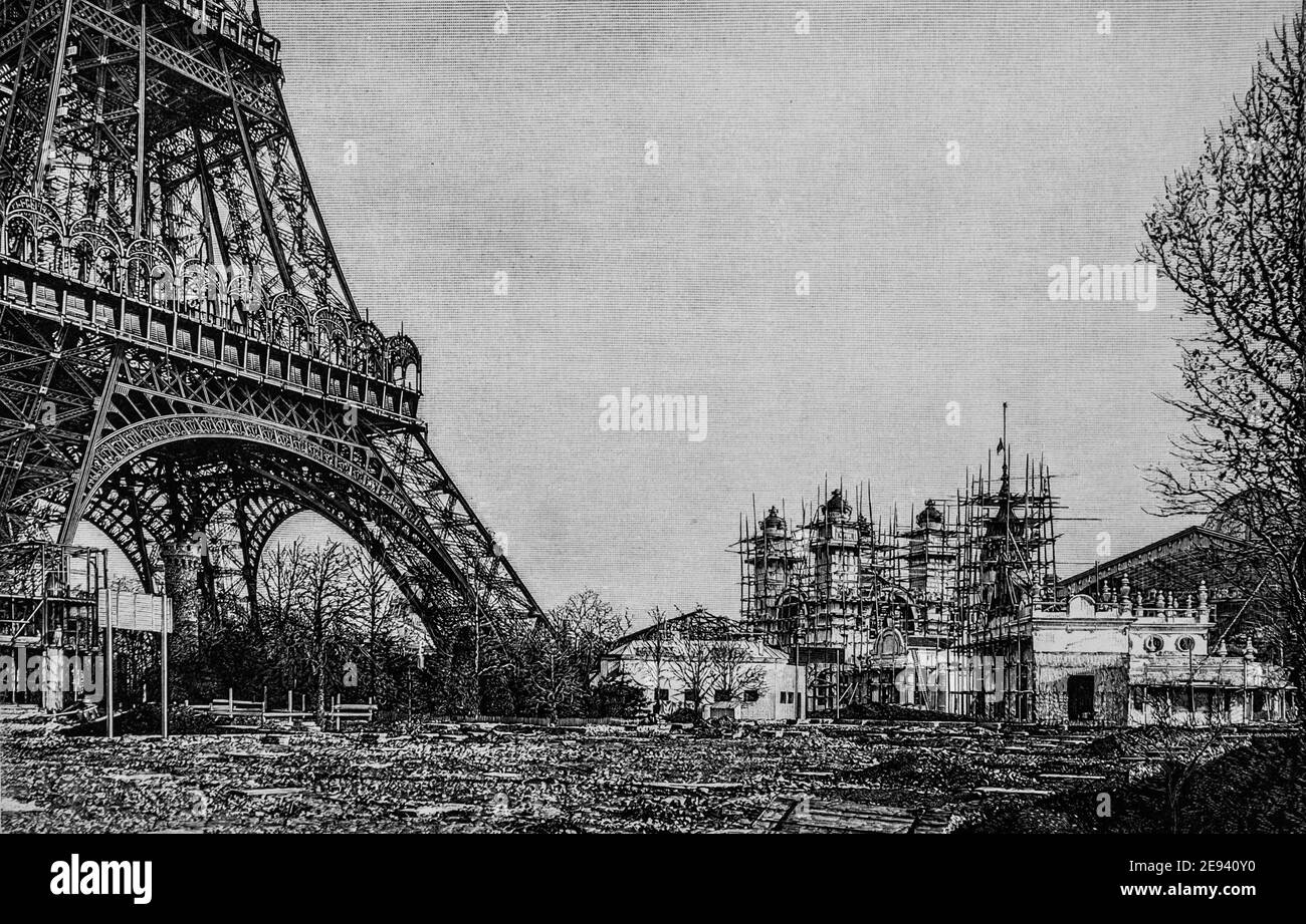 Tour eiffel, Les grands travaux du siecle par dumont, Ausgabe hachette 1895 Stockfoto