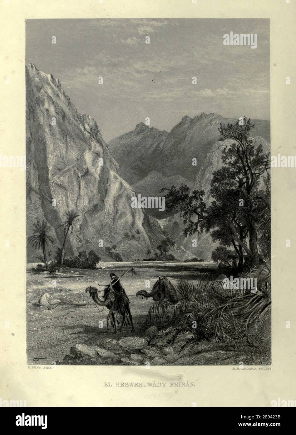 El Hesweh [die Oase von Feiran], Wady Feiran [Wadi Feiran ist Sinai größte und breiteste wadi] Stahlgravur Frontispiz aus "malerischen Palästina, Sinai und Ägypten" von Wilson, Charles William, Sir, 1836-1905; Lane-Poole, Stanley, 1854-1931 Band 4. Veröffentlicht 1884 von J. S. Virtue and Co, London Stockfoto