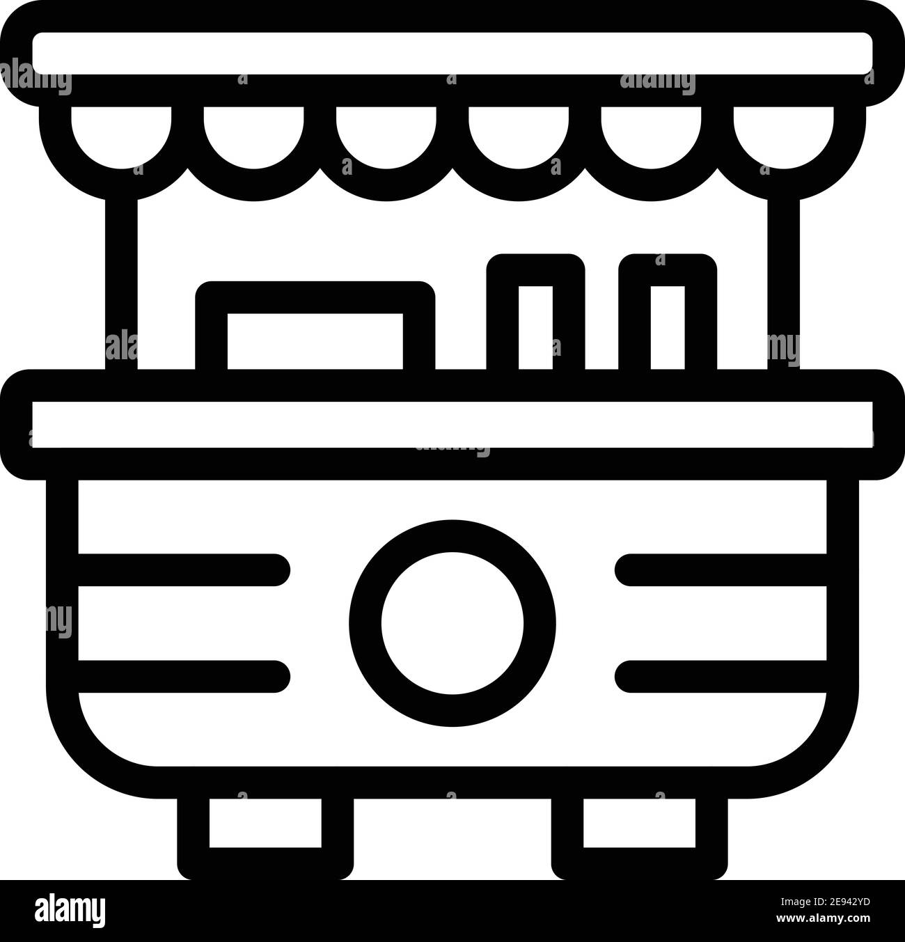 Symbol für Lebensmittelautomaten auf der Straße. Umriss Street Food Vending Vektor-Symbol für Web-Design isoliert auf weißem Hintergrund Stock Vektor