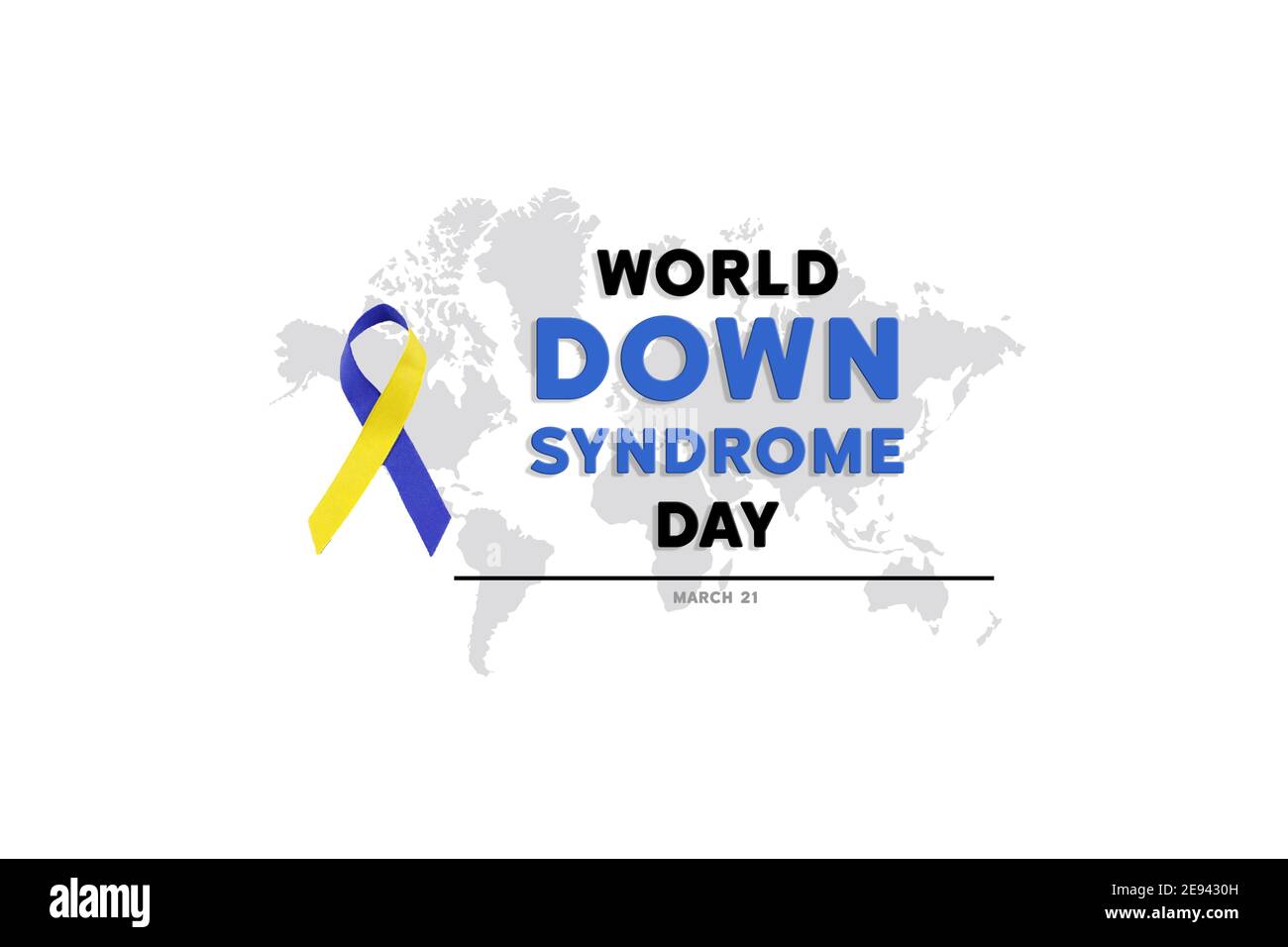 Das blaue und gelbe Band für den World Down Syndrome Day Stockfoto