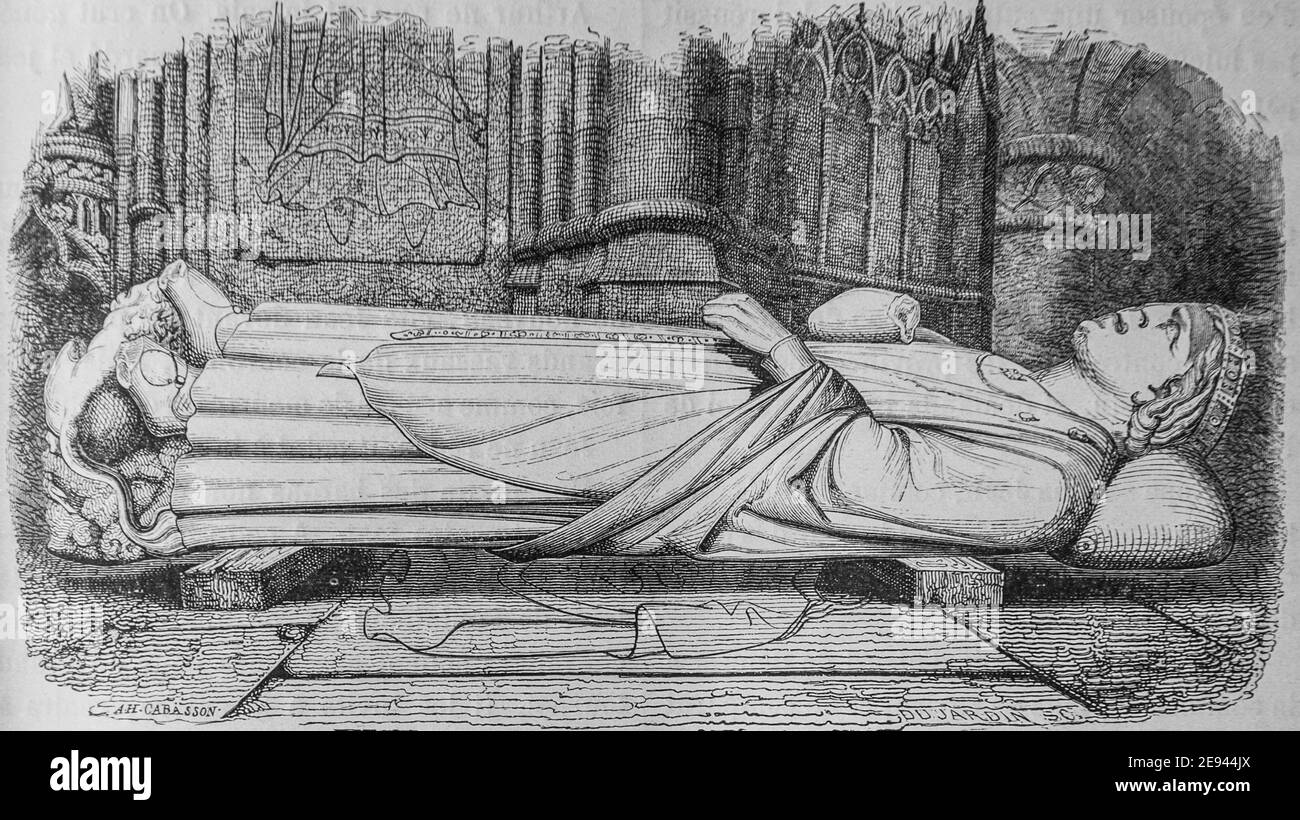 Statue de richard coeur de Lion dans la cathedrale de rouen1180-1223, histoire populaire de france par henri martin,editeur furne 1860 Stockfoto