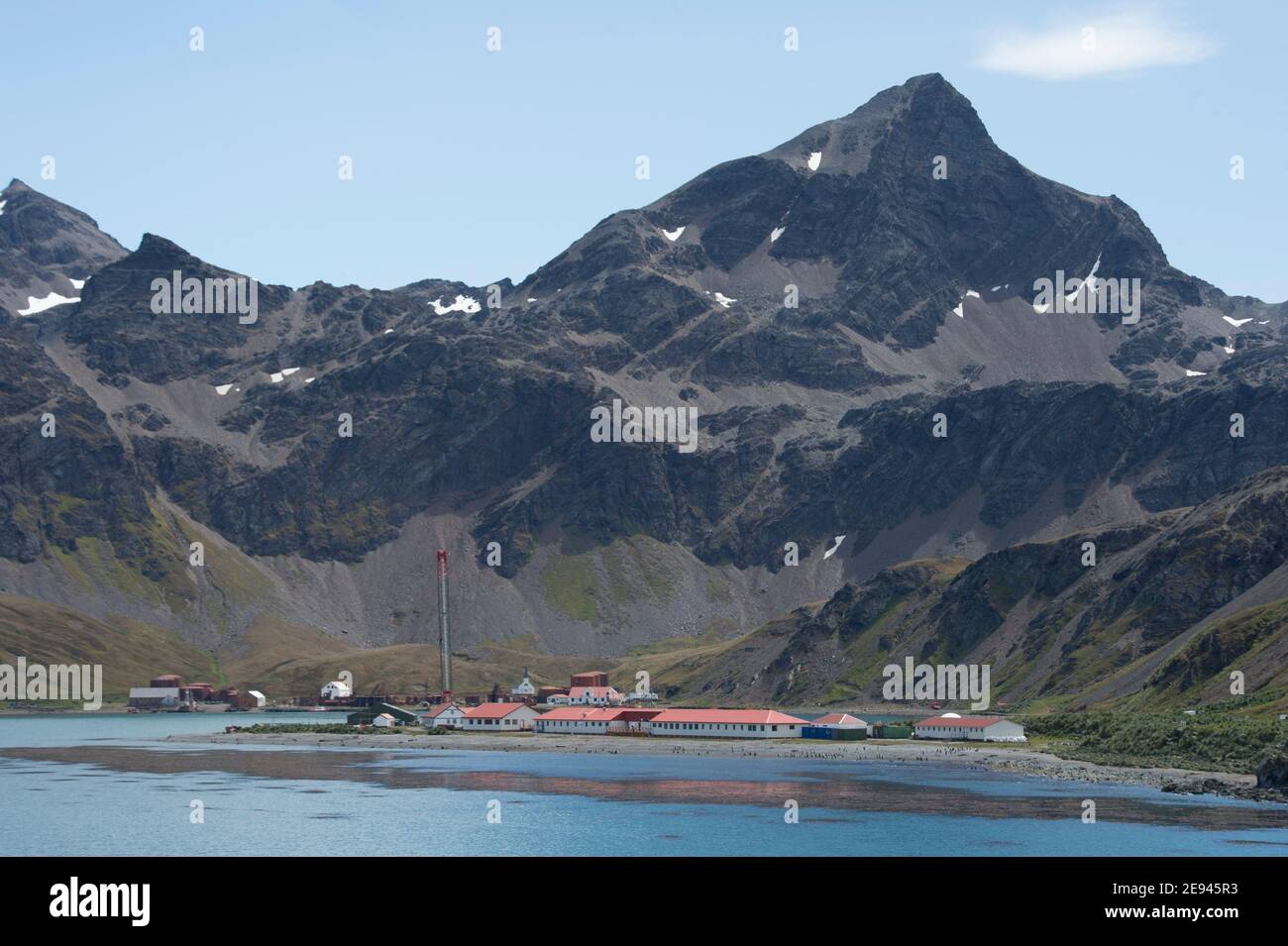Annäherung an den Hafen von Grytviken, südgeorgien, Antarktis Stockfoto