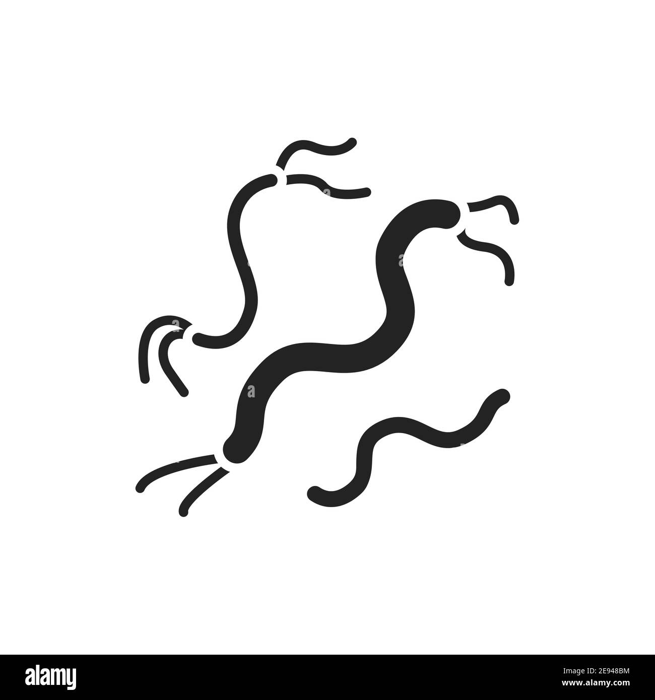 Bakterien Spirilla schwarze Glyphe Symbol. Vektorgrafik Stock Vektor