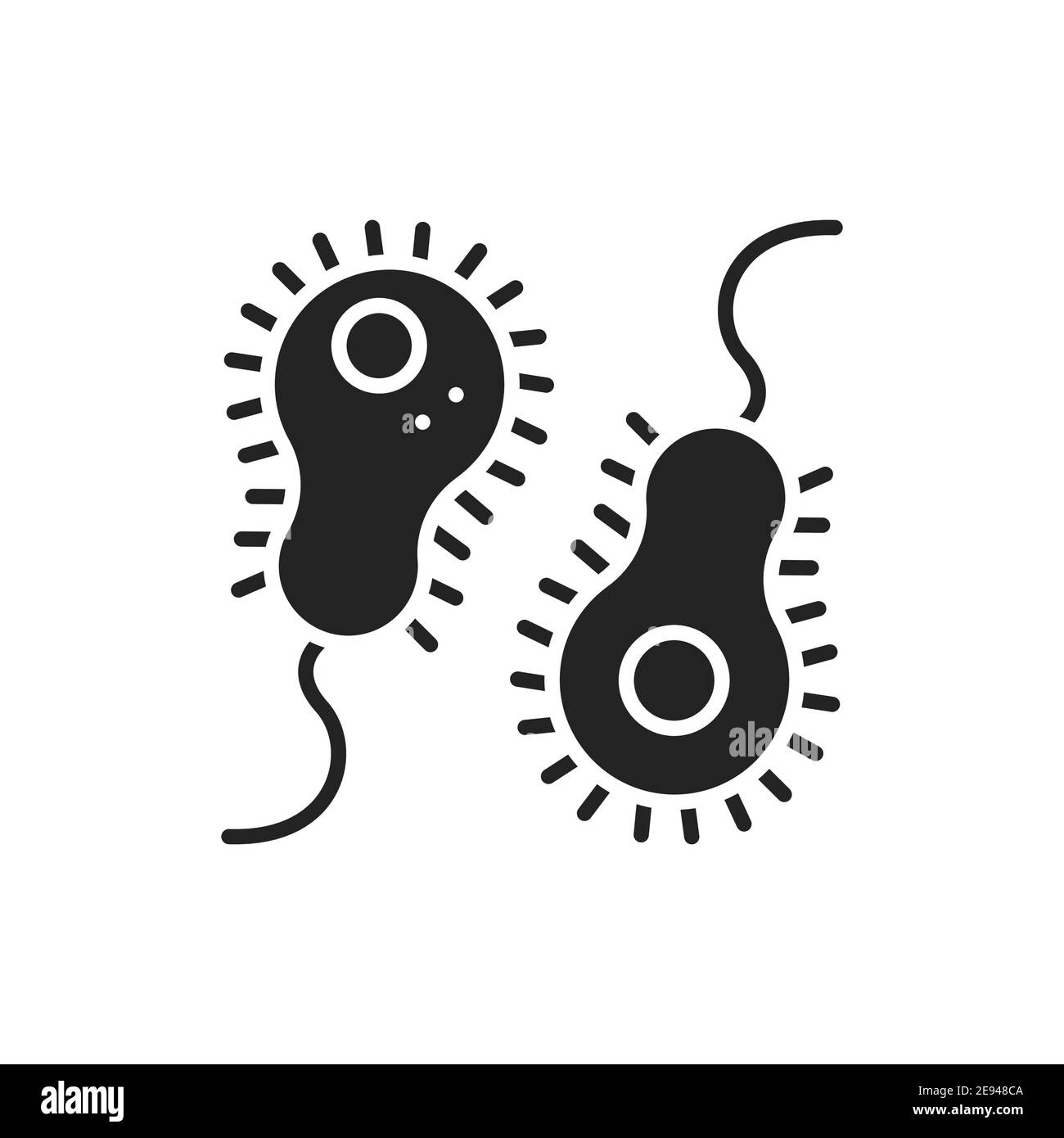 Bakterien Cholera schwarzes Glyphen-Symbol. Vektorgrafik. Stock Vektor