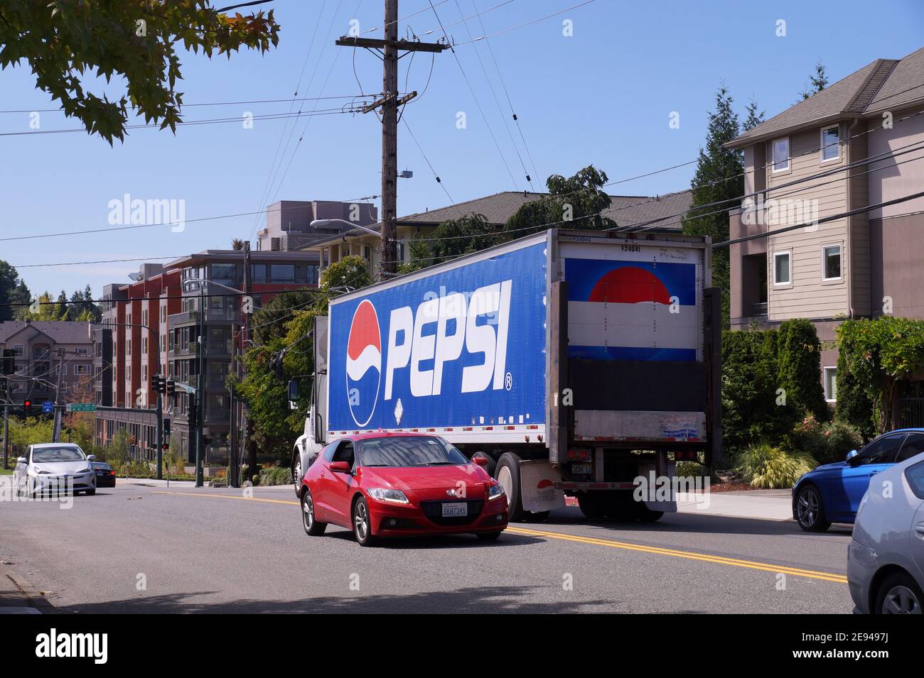 Das Auto von PepsiCo, Inc. Während der Lieferung von Getränken. Kirkland, Pepsi. Washington. USA. August 2019. Stockfoto