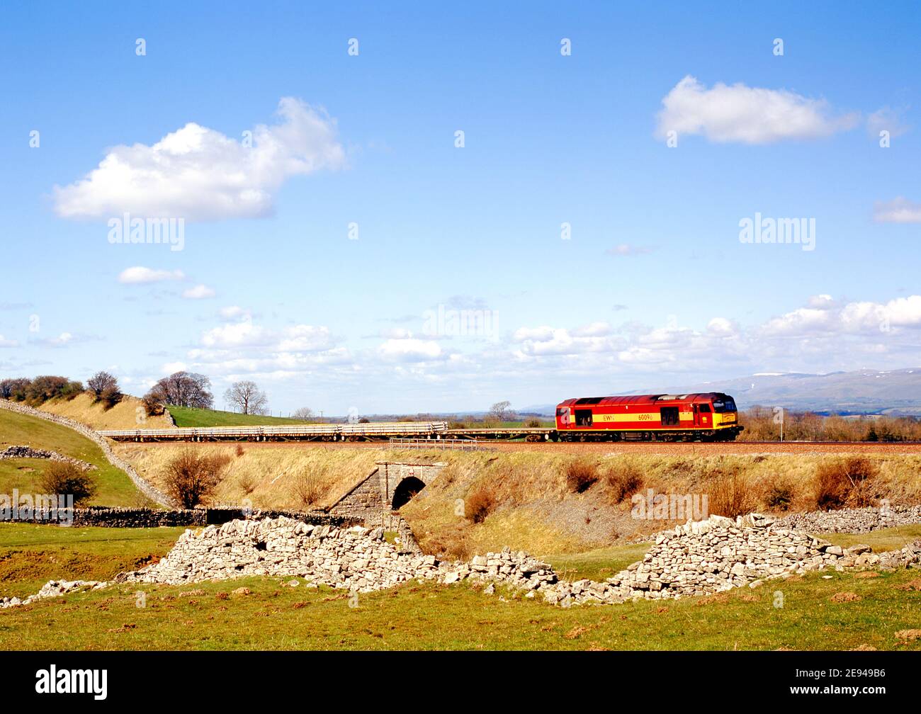 Klasse 60 auf WartungZug in Waitby, Cumbria, bis Carlisle Railway, England Stockfoto
