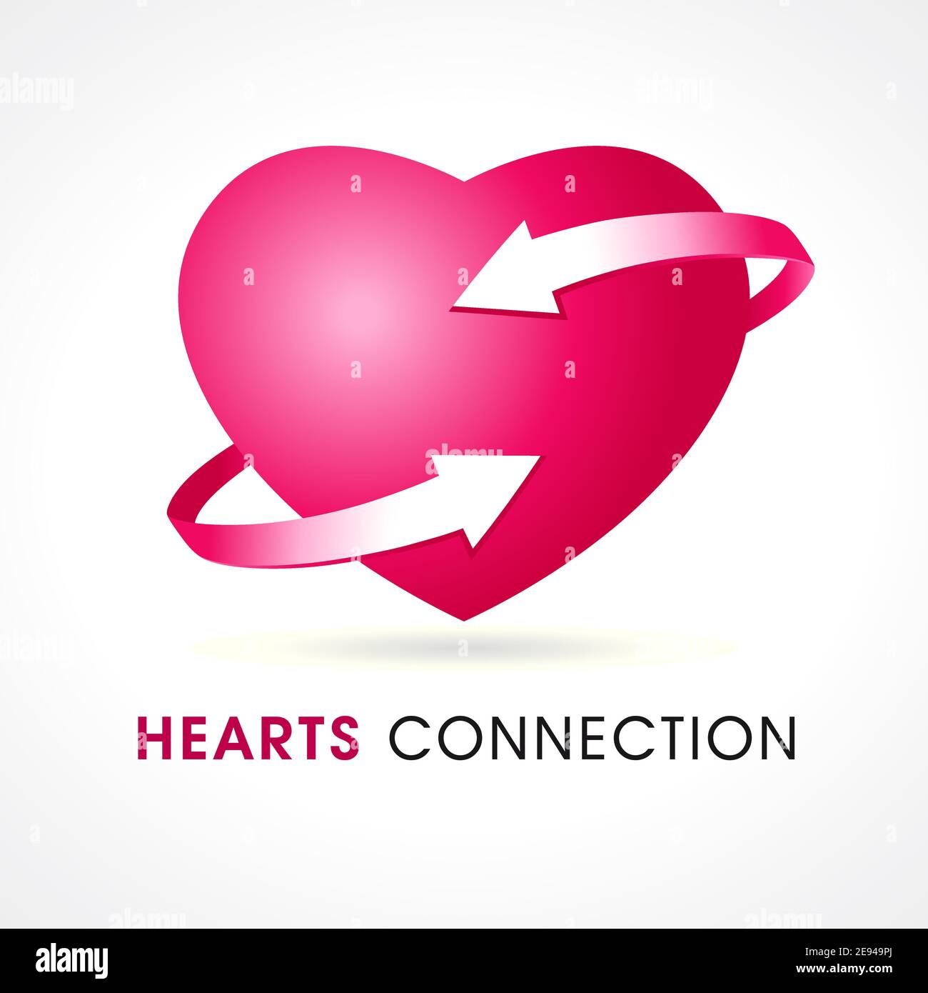 Hearts Connection-Logo. Corporate Branding Identität Idee für Internet-Dating-Website, Harmonie in Beziehungen, Kommunikation, psychologische Hilfe Stock Vektor
