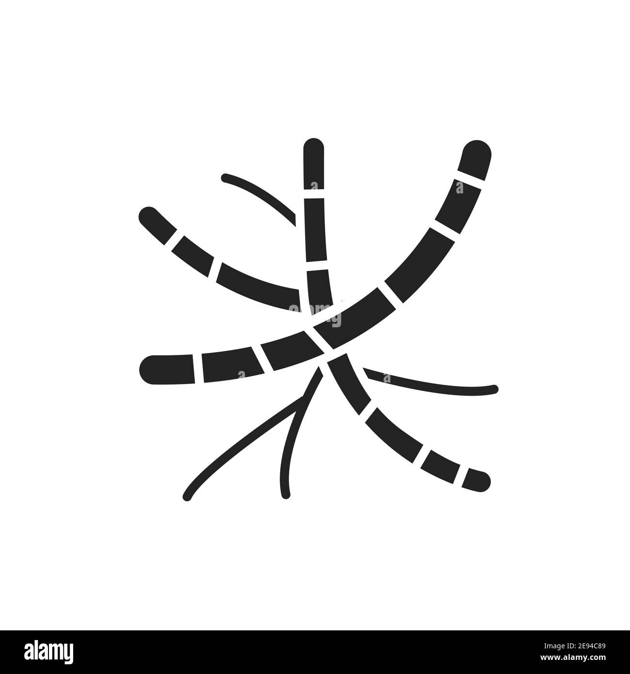Bakterien Filamentous schwarze Glyphe Symbol. Vektorgrafik. Stock Vektor