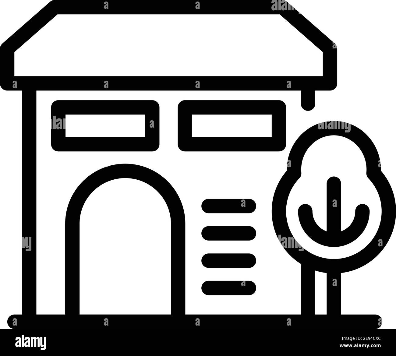 Symbol „Neues Haus parken“. Umriss Park neues Haus Vektor-Symbol für Web-Design isoliert auf weißem Hintergrund Stock Vektor