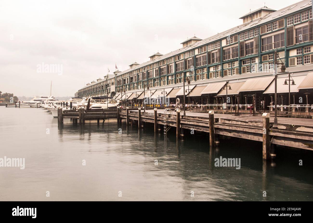 Sydney/Australien - 18. Januar 2020: Ovolo Woolloomooloo Hotel. Ein ehemaliges Wolllagerhaus wurde zum Boutique-Hotel im trendigen Woolloomooloo Wharf Stockfoto