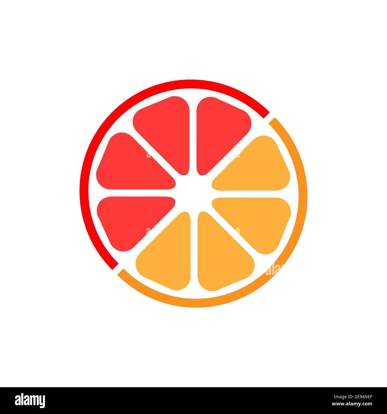 Orangefarbenes Slice-Symbol. Sizilianische Stück orange Vektor-Illustration isoliert auf weiß. Gesunde Ernährung Konzept. Leckere süße Frucht Symbol. Stock Vektor