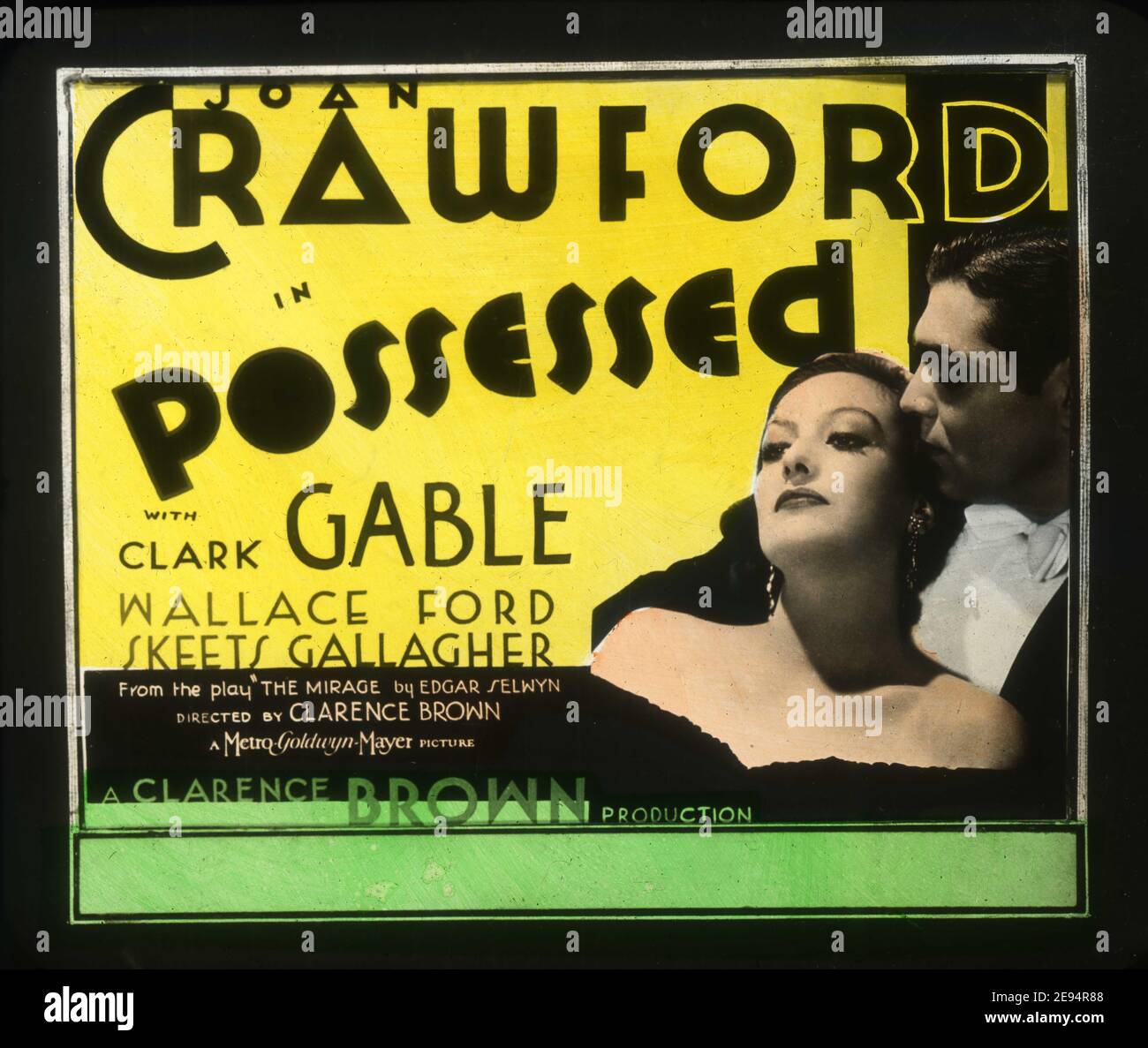 Glasrutsche für JOAN CRAWFORD und CLARK GIEBEL im BESESSENEN 1931 Regie CLARENCE BROWN Metro Goldwyn Mayer Stockfoto