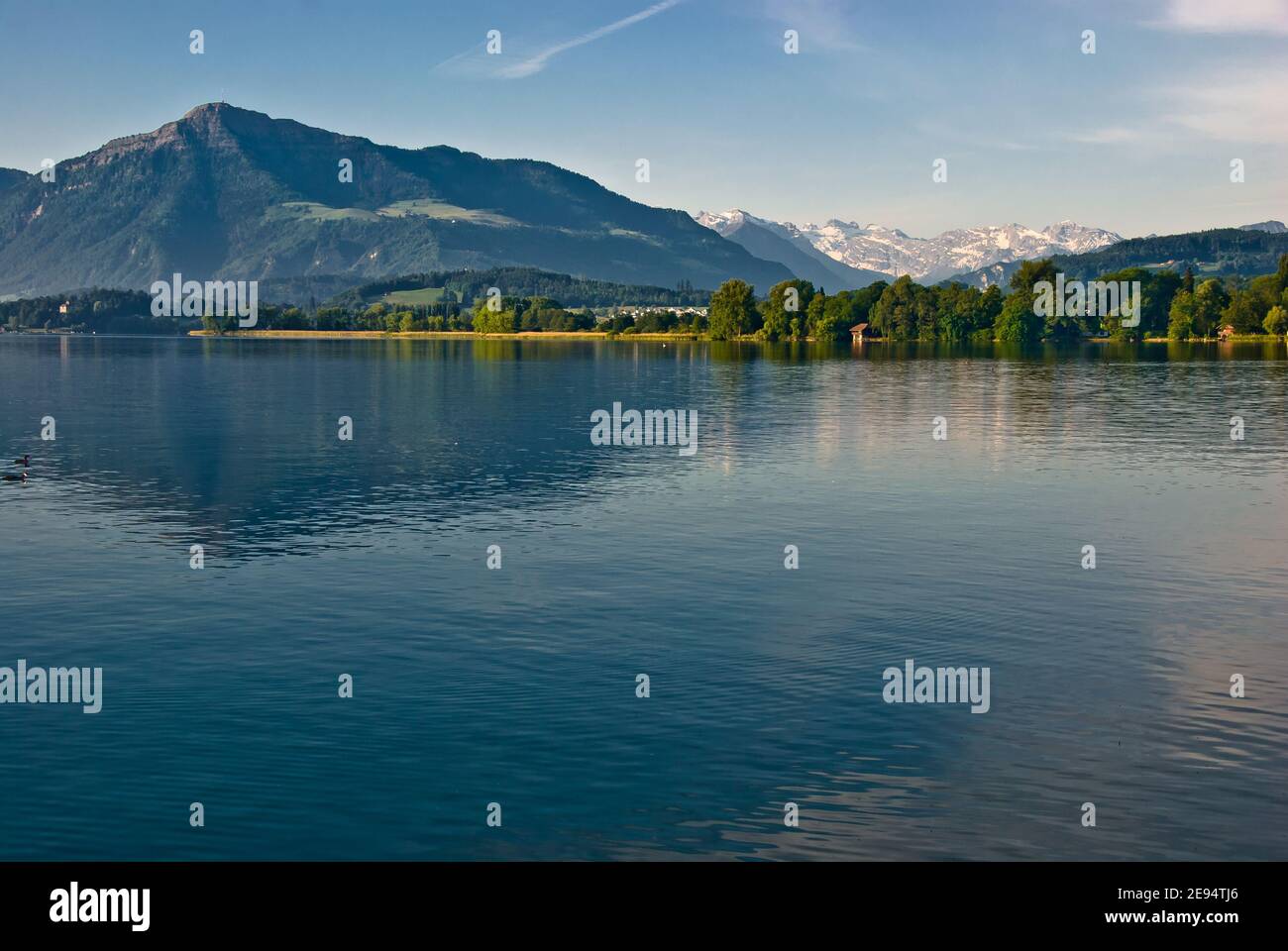 Zugersee – schöner See in den Schweizer alpen in der Zentralschweiz, zwischen dem Vierwaldstättersee und dem Zürichsee gelegen. Stockfoto