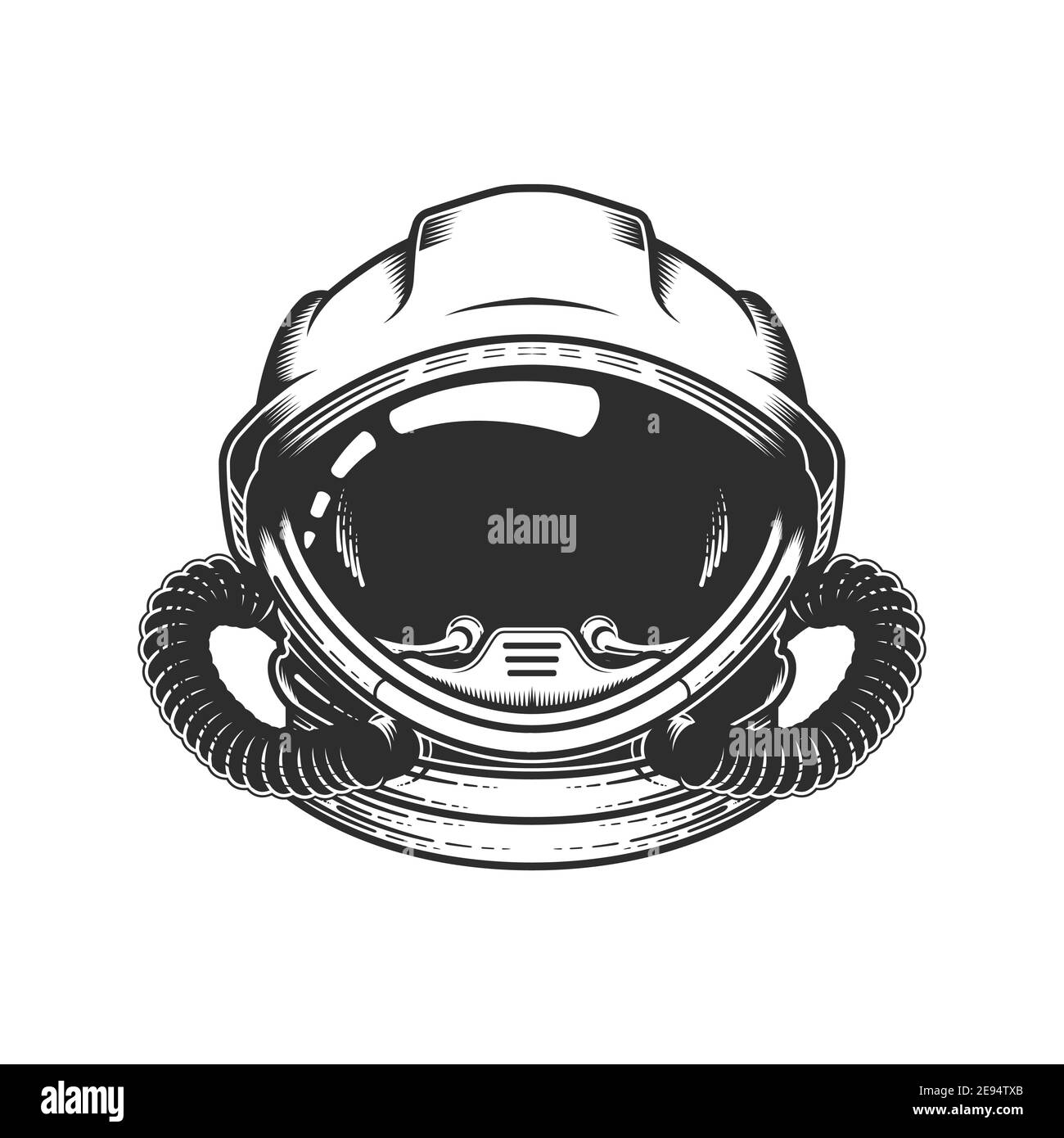 Astronaut im Weltraumhelm, Kopf des Raumfahrers im Raumanzug, Kosmonaut, Raumschiff Pilot, Vektor Stock Vektor