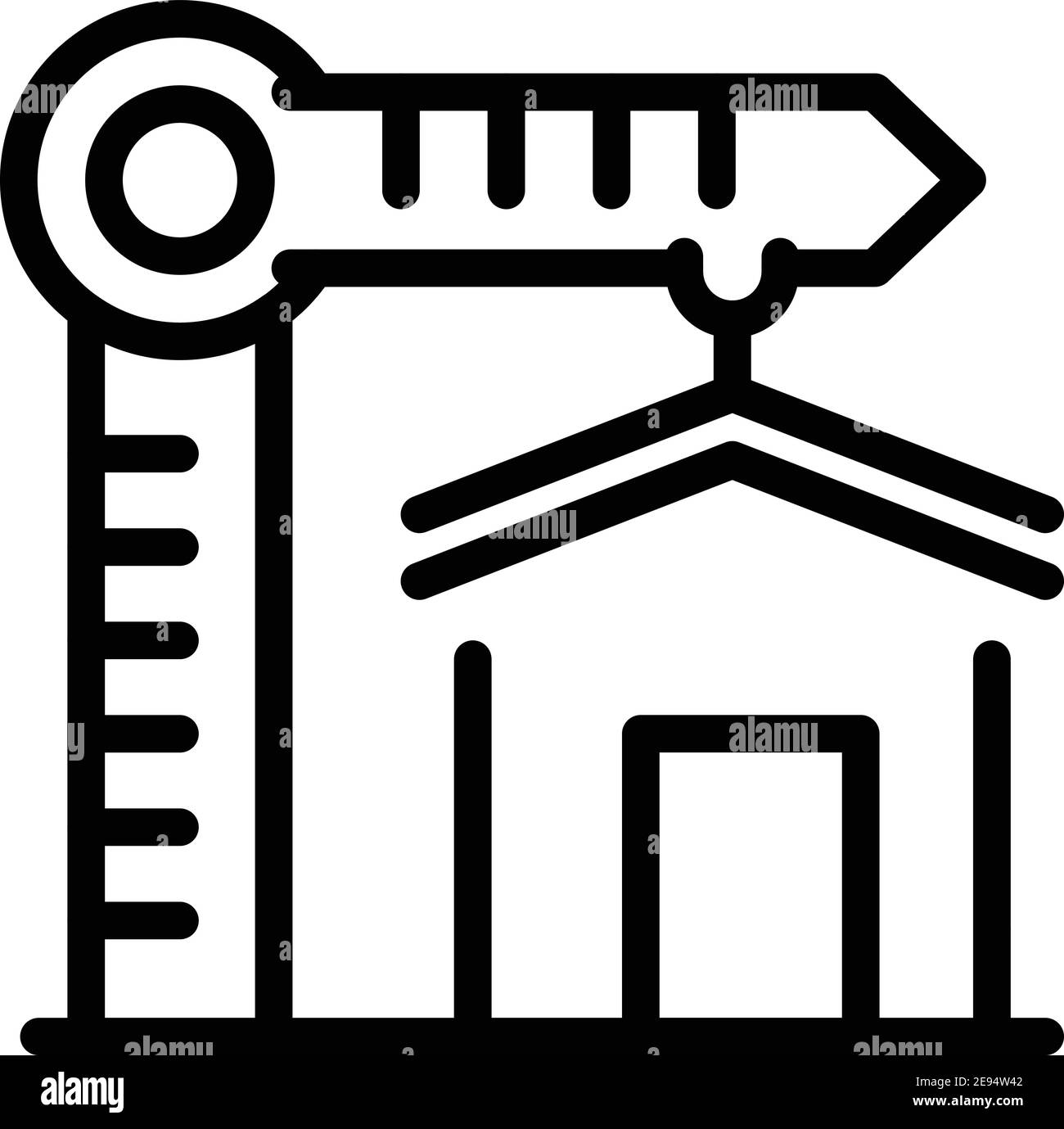 Gebäude Haus Kran Symbol. Skizzieren Gebäude Haus Kran Vektor-Symbol für Web-Design isoliert auf weißem Hintergrund Stock Vektor