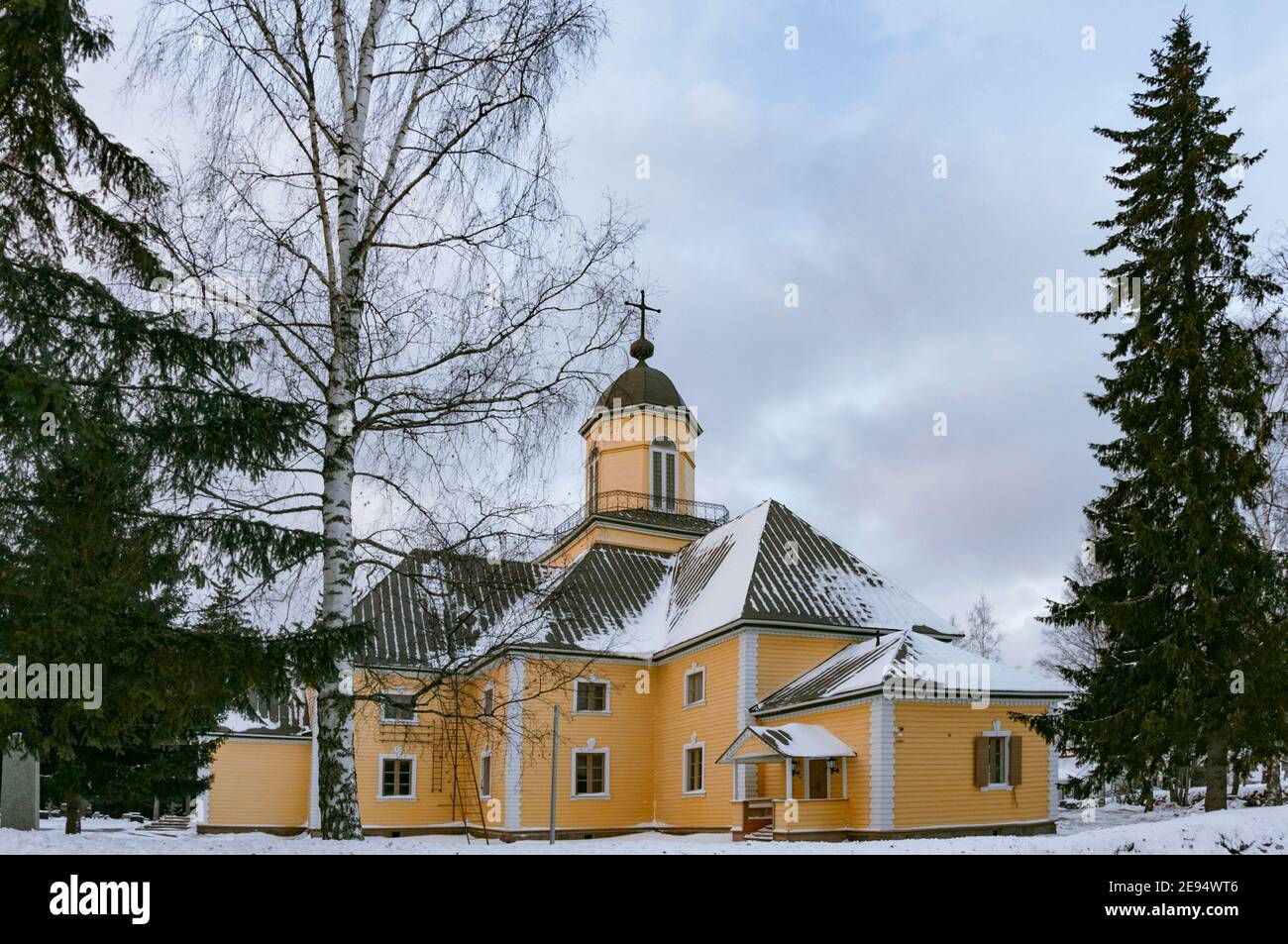 Eine lutherische Kirche aus Holz in Puumala, Finnland Stockfoto