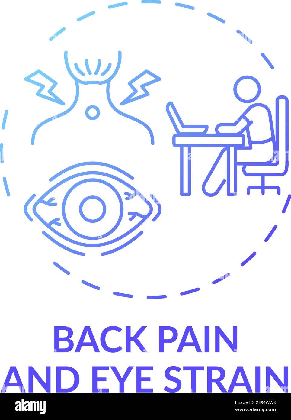 Symbol für Rückenschmerzen und Augenbelastung Stock Vektor