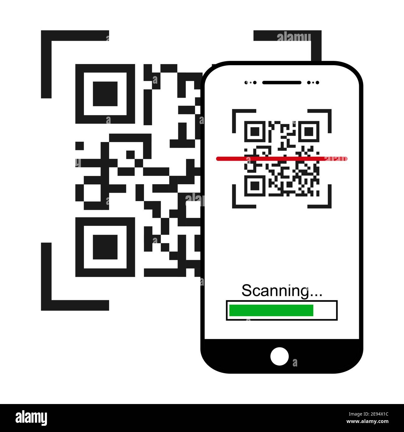 Mobil Scan Flat-Symbol auf weißem Hintergrund isoliert. QR Code Reader Vektor Illustration . Stock Vektor