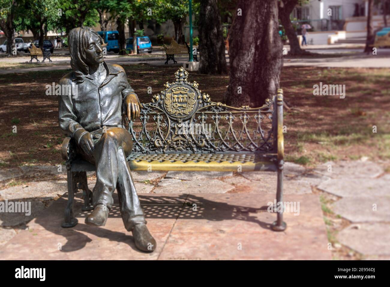 Skulptur John Lennon auf dem Stadtplatz, Havanna, Kuba Stockfoto