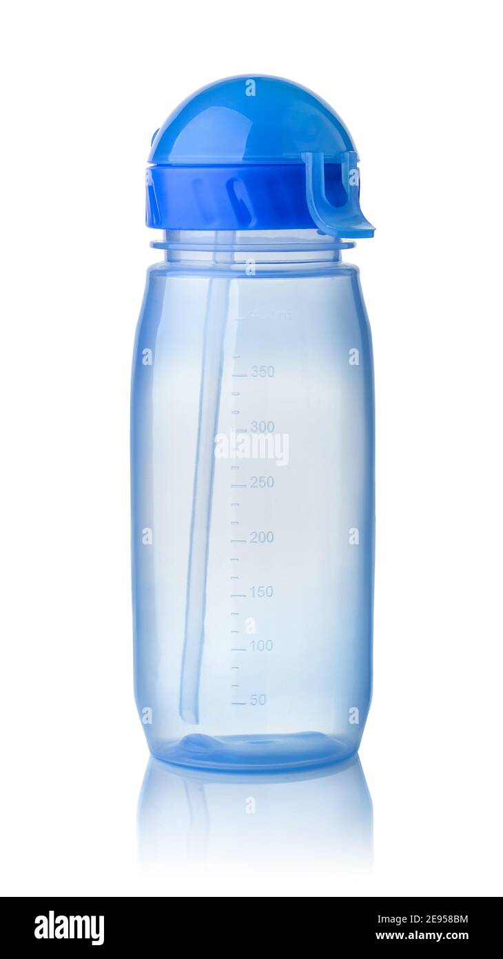 Vorderansicht der wiederverwendbaren Sportwasserflasche isoliert auf Weiß Stockfoto