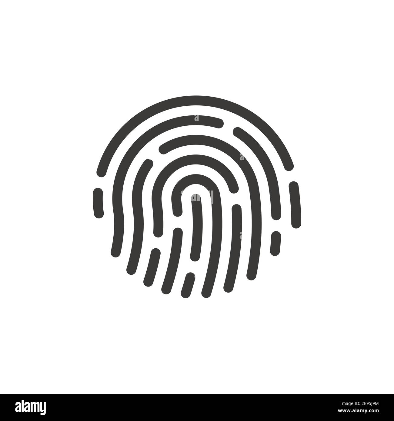 Schwarzes Vektorsymbol für menschlichen Fingerabdruck. Fingerabdruck, biometrisches id-Symbol. Stock Vektor