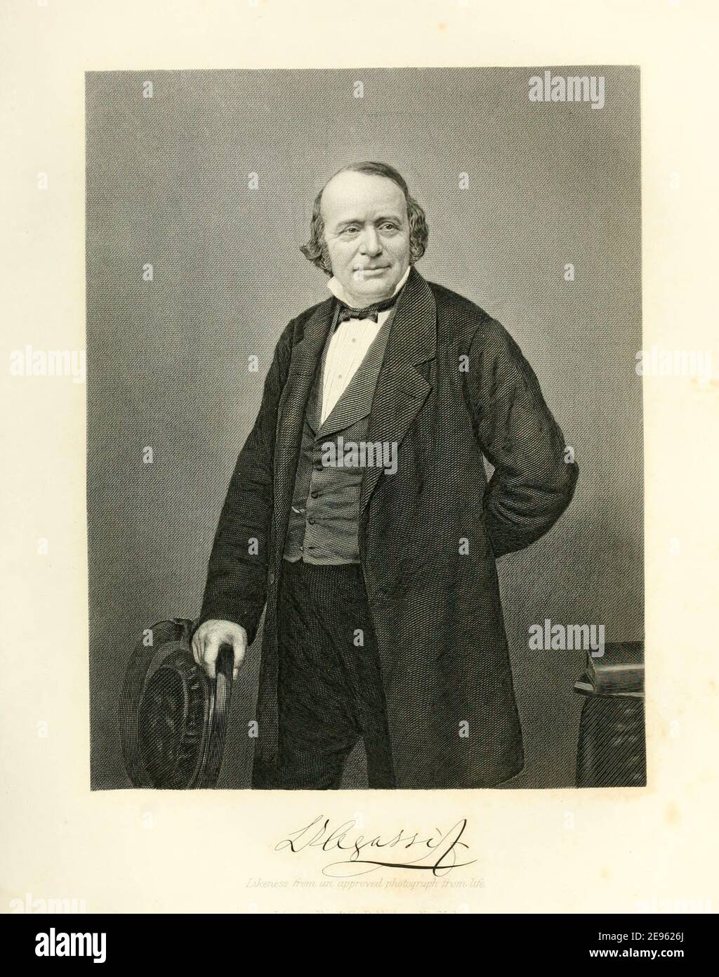 Eingraviertes Porträt nach einer Fotografie des in der Schweiz geborenen amerikanischen Biologen und Geologen Louis Agassiz (1807 – 1873), 1874. Fotografie von Maull & Polyblank. Stockfoto