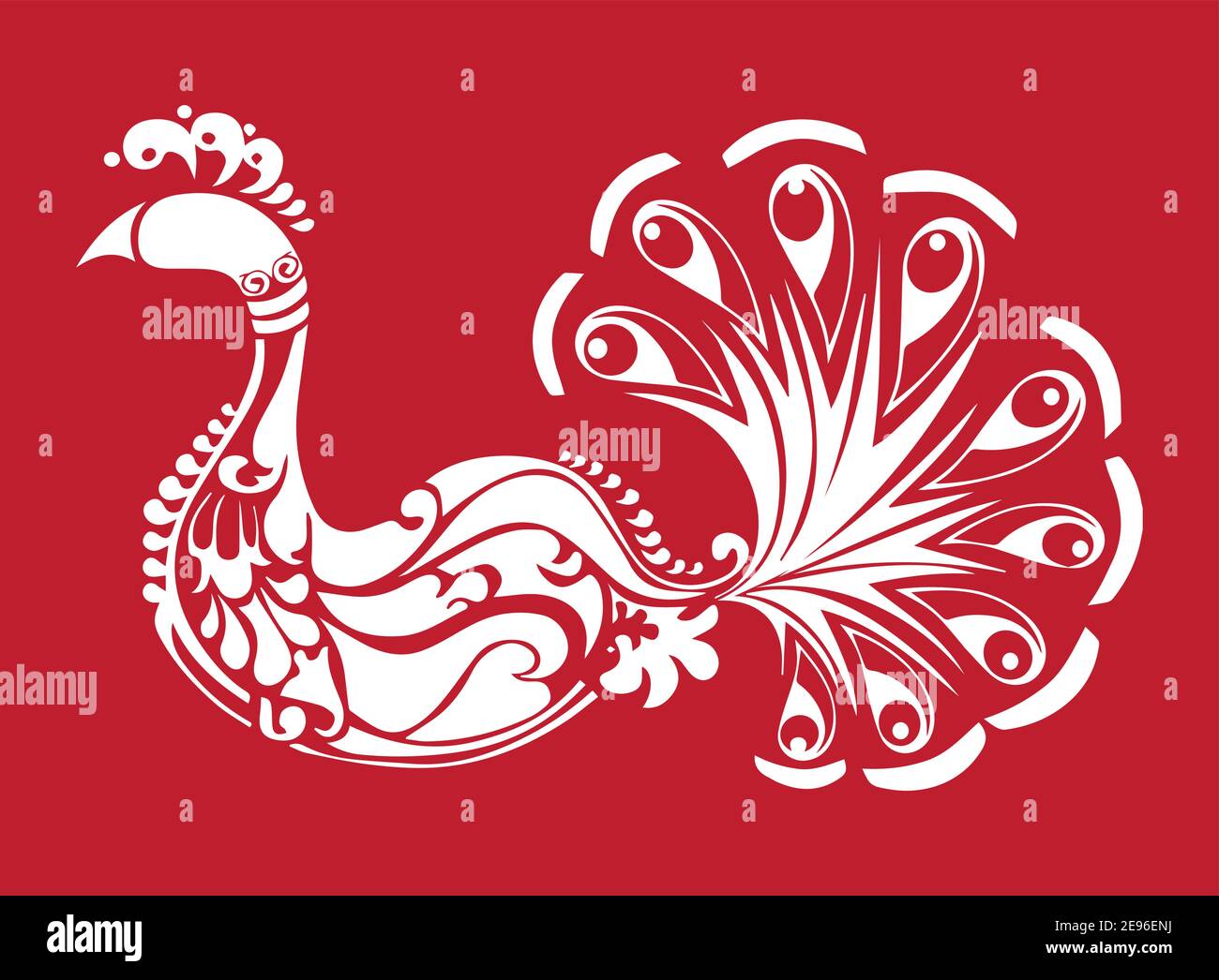 Saree Bordüre von Pfau mit Federn - Indische traditionelle und kulturelle Rangoli, Alpona, Kolam oder Vogel Motiv. pfau Motiv. Traditioneller Pfau Stock Vektor