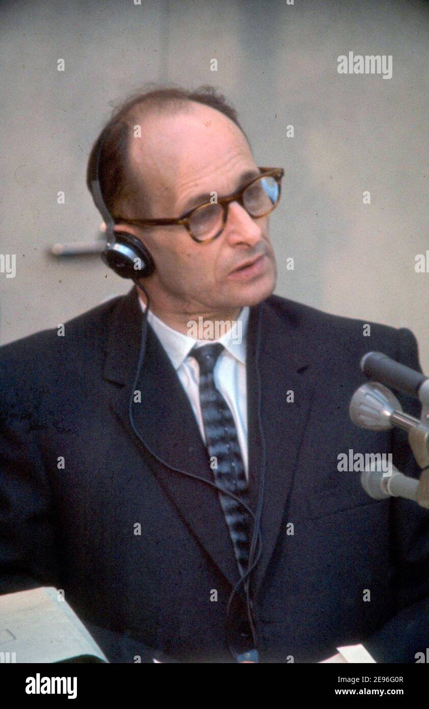 Adolf Eichmann im Prozess in Jerusalem, April 1961 Stockfoto