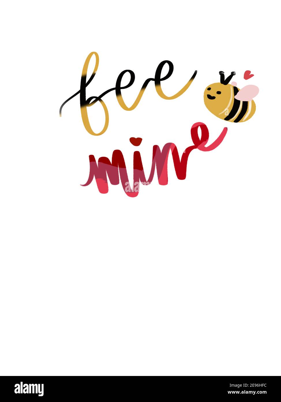 Digitale Illustration von Bee Mine für Valentine Nachricht mit einem Niedliche Cartoon Biene Stockfoto
