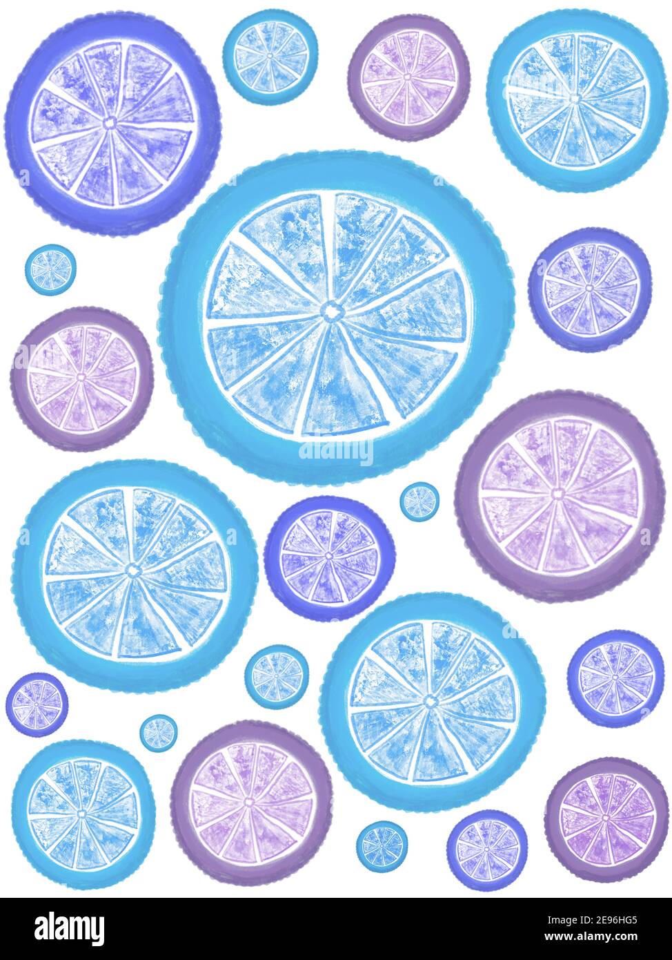 Digitale Illustration Tapete von bunten Zitrusscheiben Stockfoto