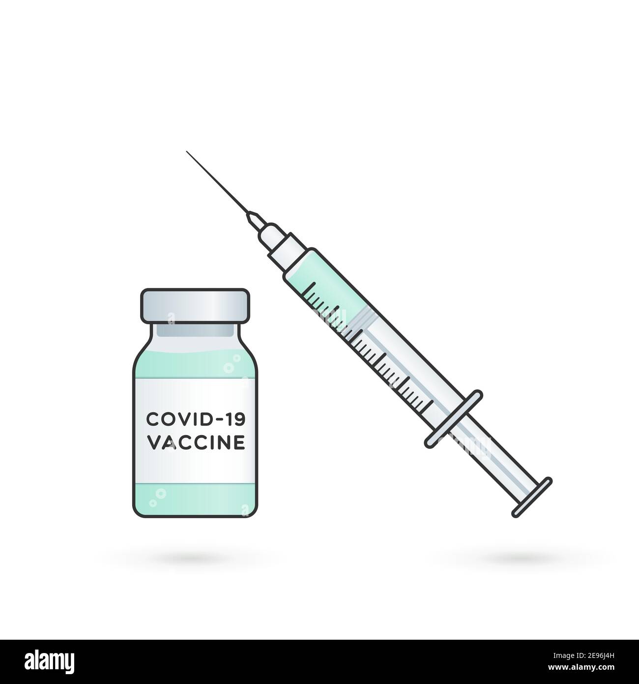 Coronavirus-Impfstoff. Fläschchenflasche und Spritze. Zur Prävention und Immunisierung von Covid-19. Vektor-Illustration, flaches Design Stock Vektor