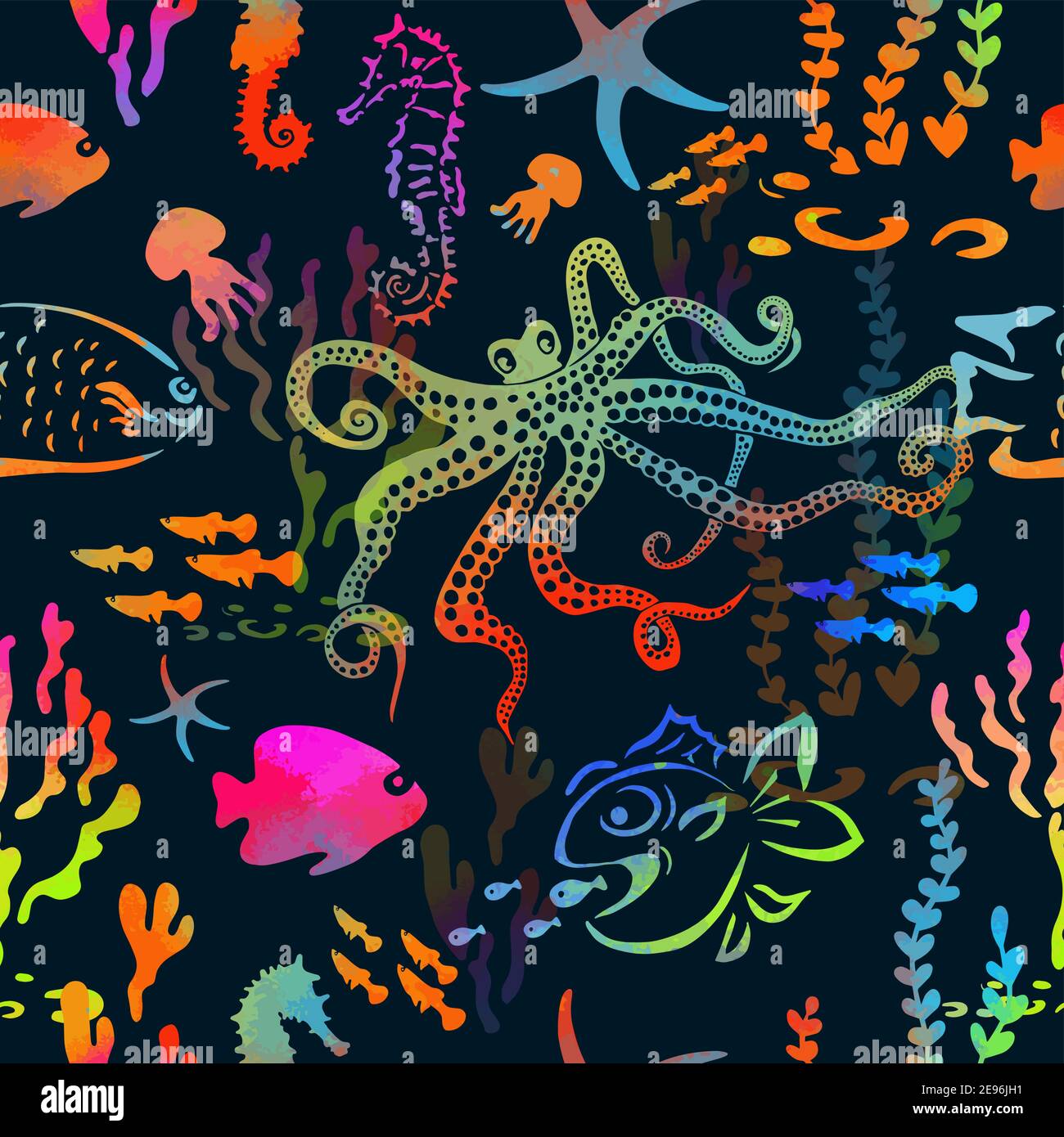 Nahtloses Muster mit Haien. Nautischer Hintergrund. Niedliche Meeresleben Illustration. Stock Vektor