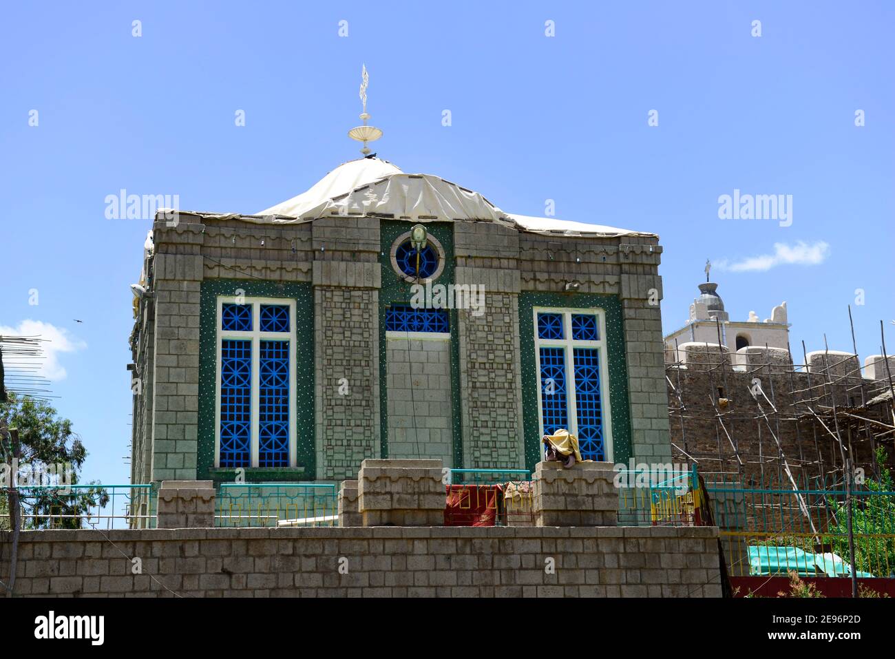 Kirchen, die an geheimen Orten die Bundeslade in Aksum, Äthiopien, unterbringen. Stockfoto