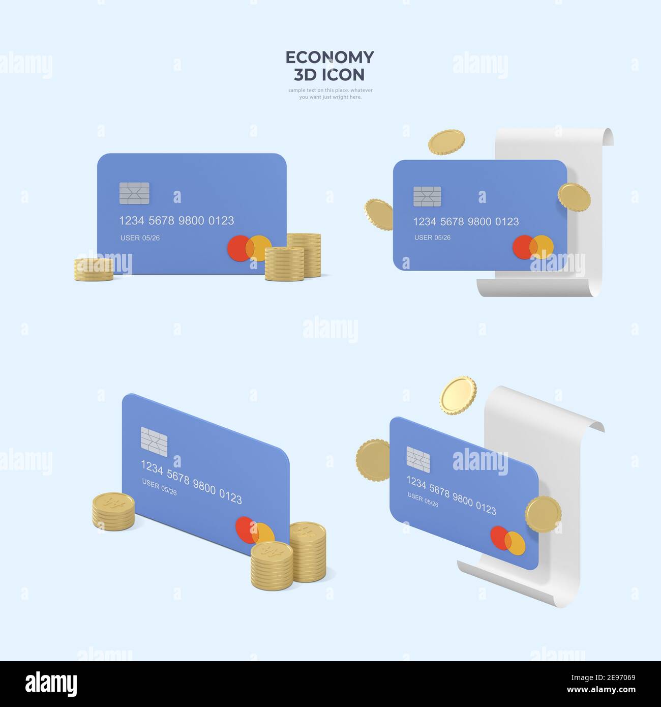 Finanzen 3D Symbole, Kreditkartenzahlung Stockfoto