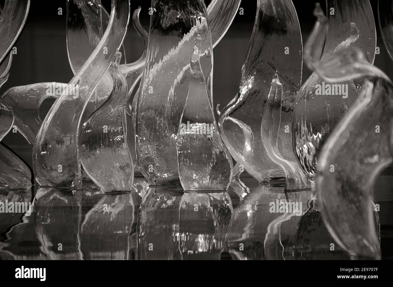 Detail der Fluent Steps Glasskulptur im Glasmuseum in Tacoma, WA. Stockfoto