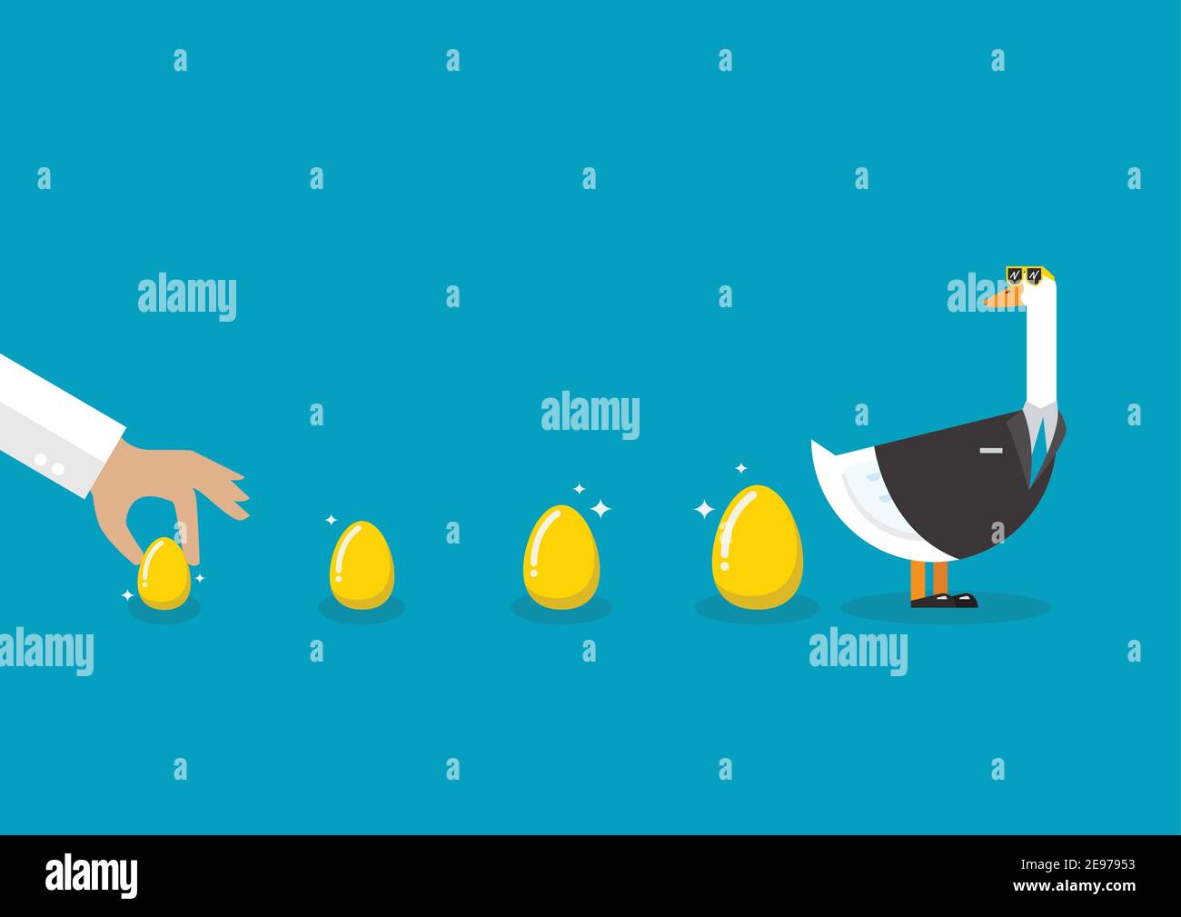 Business-Anzug mit Gans und goldenen Eiern. Geschäftskonzept. Vektorgrafik Stock Vektor
