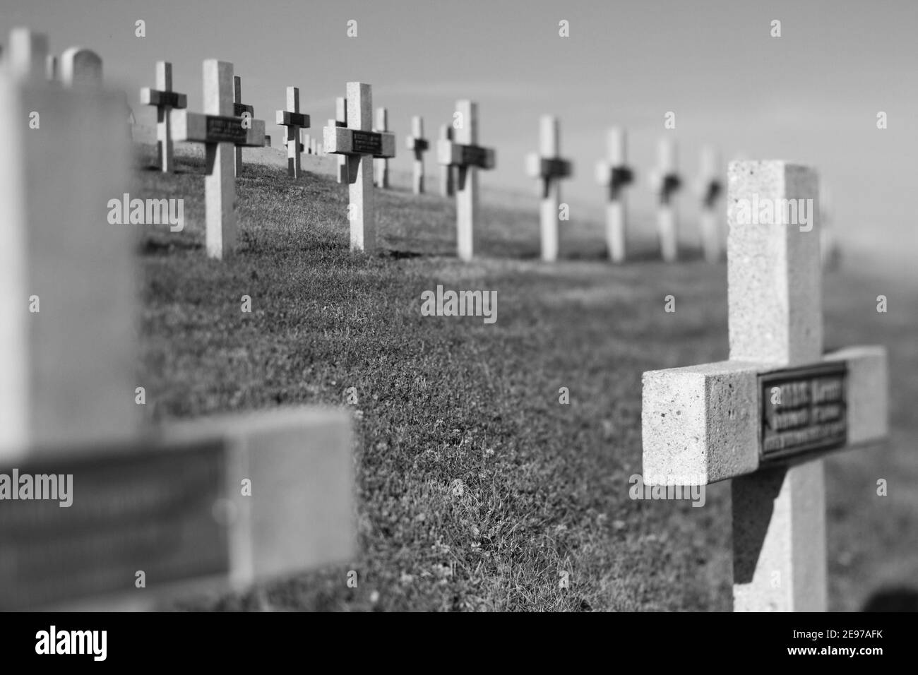 Nekropole, Kriegsfriedhof im Elsass - Frankreich Sigolsheim. Der Nationalfriedhof ist ein Militärfriedhof in Sigolsheim, dessen Geschichte ist l Stockfoto