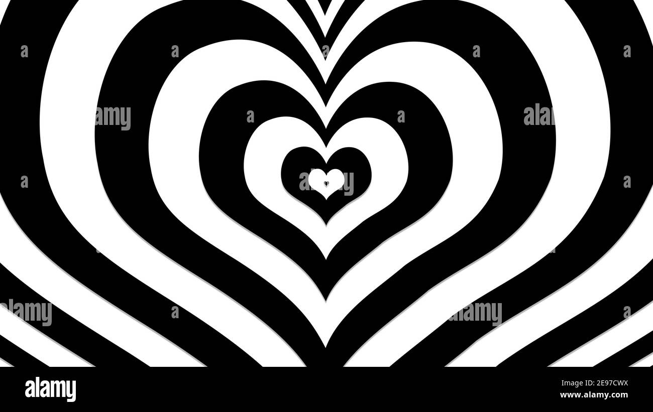 Schwarzes Herz mit dynamischen Effekten, Zeichen und Symbol der Liebe, Zeigen Sie Ihre Liebe zum Valentinstag, Hochzeit, Jubiläum, oder jeden Urlaub. Abstrakt Liebe backgr Stockfoto