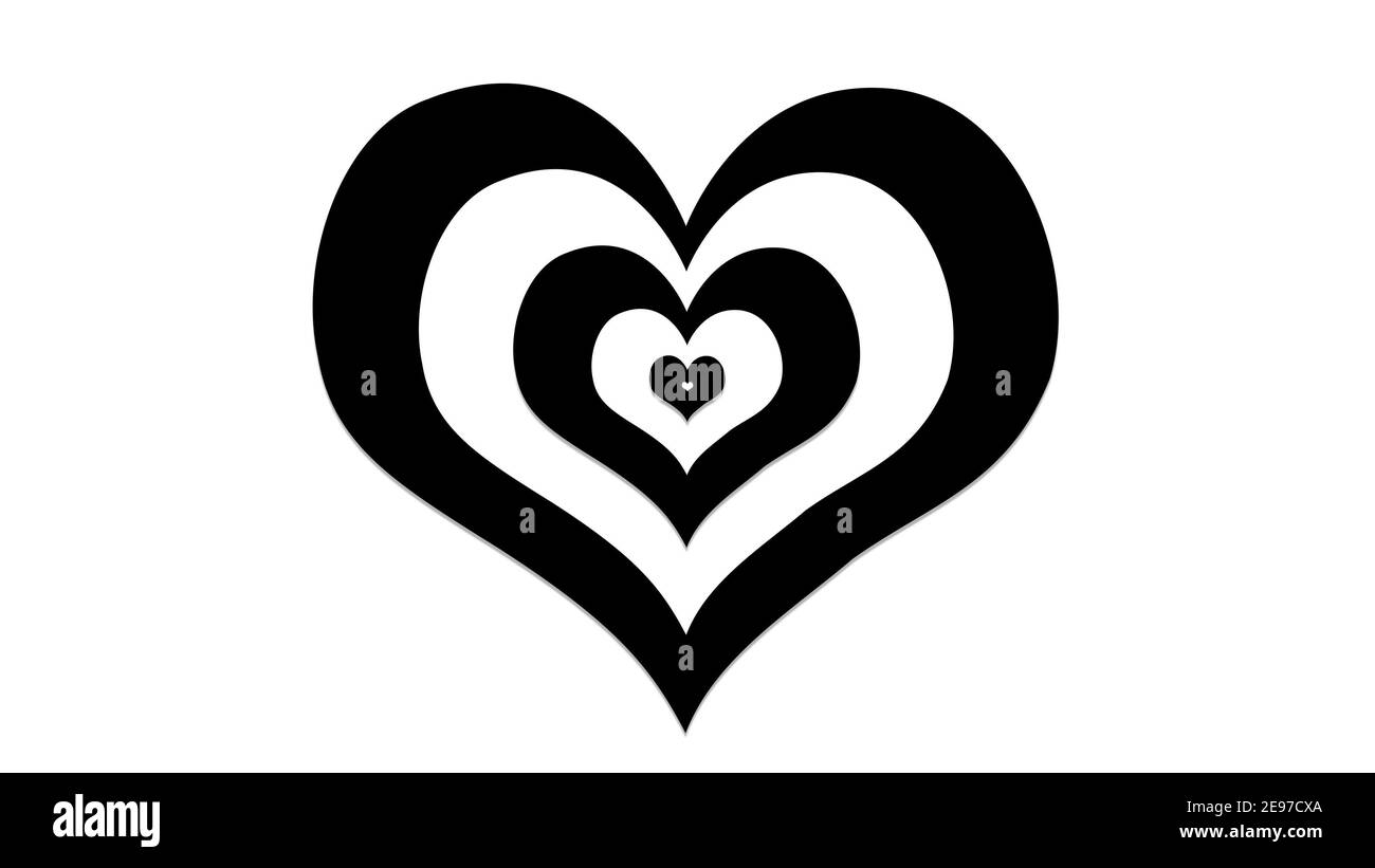 Schwarz-weiße Herzen mit Illusionseffekte, Zeichen und Symbol der Liebe, zeigen Sie Ihre Liebe zum Valentinstag, Hochzeit, Jubiläum, oder jeden Urlaub. Zusammenfassung Stockfoto