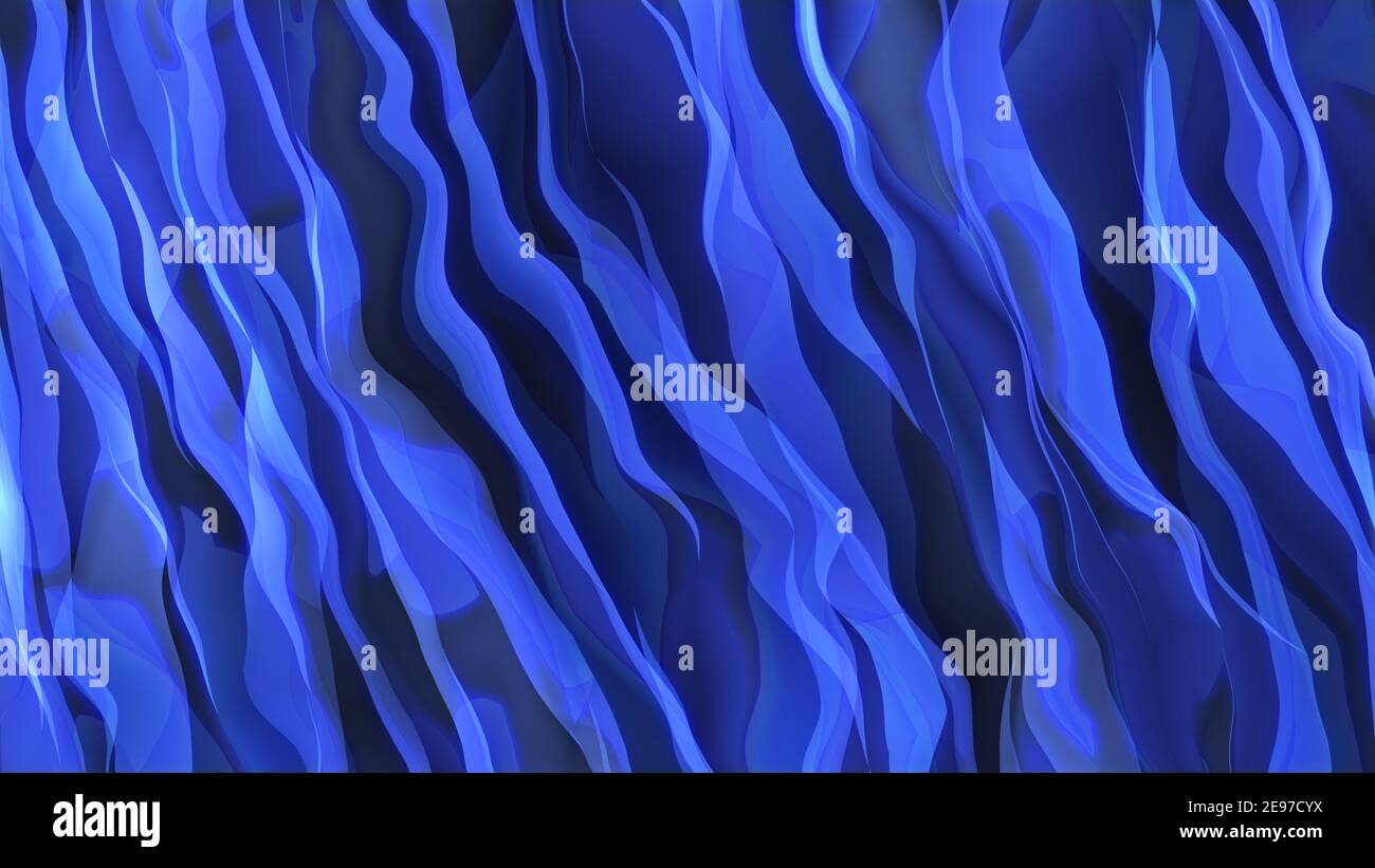 Abstrakte bunte blaue Wellenmuster mit schönen leuchtenden Lichteffekt, 4K hohe Qualität, 3D Render Stockfoto