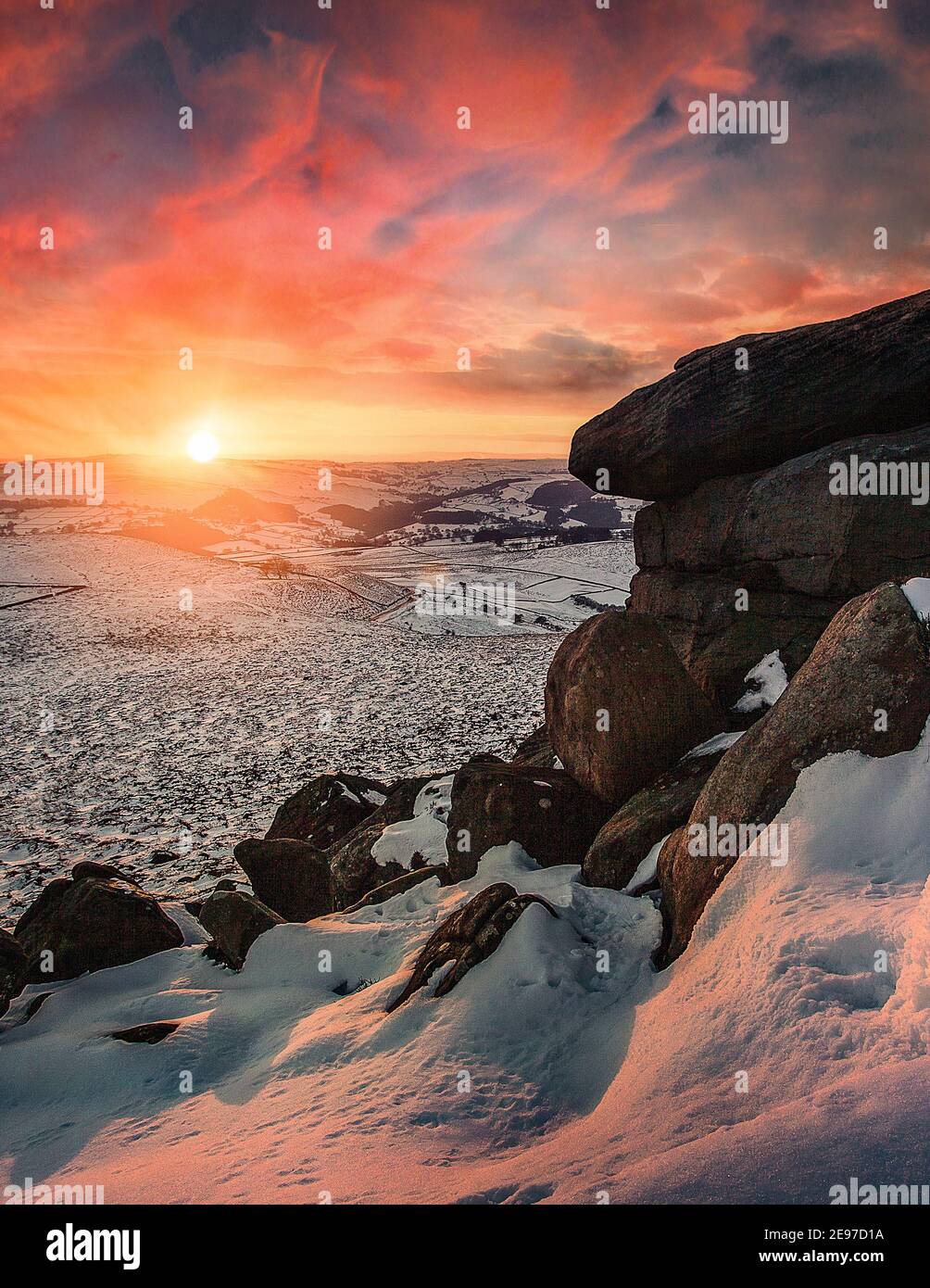 Peak District Sonnenuntergang Stockfoto