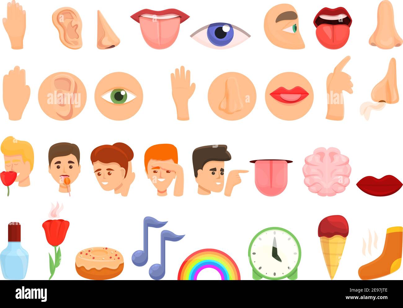 Senses-Symbole eingestellt. Cartoon Satz von Sinnen Vektor-Symbole für Web-Design Stock Vektor