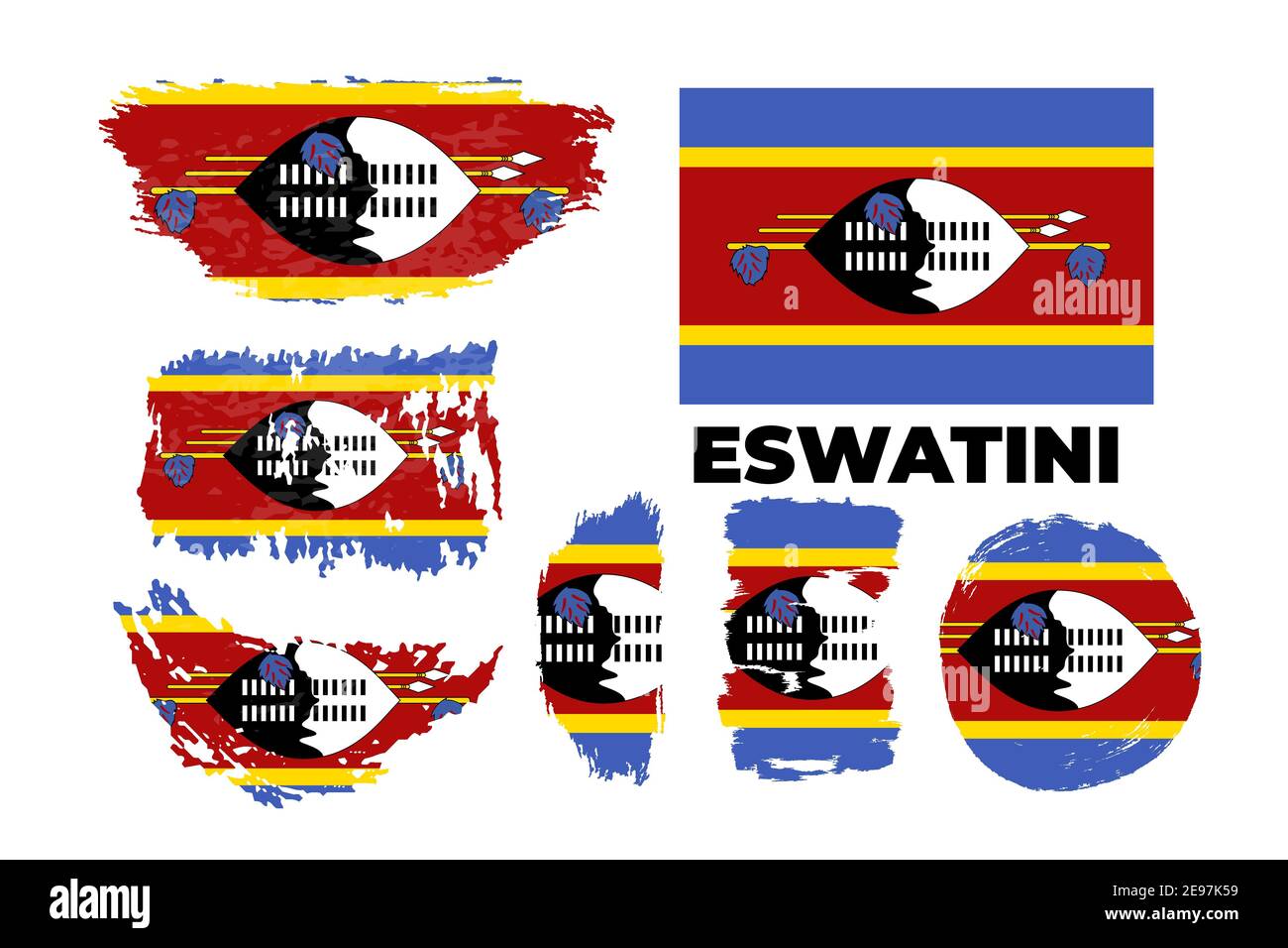 Grunge Stil Pinsel gemalt Eswatini Land Flagge Illustration Stock Vektor