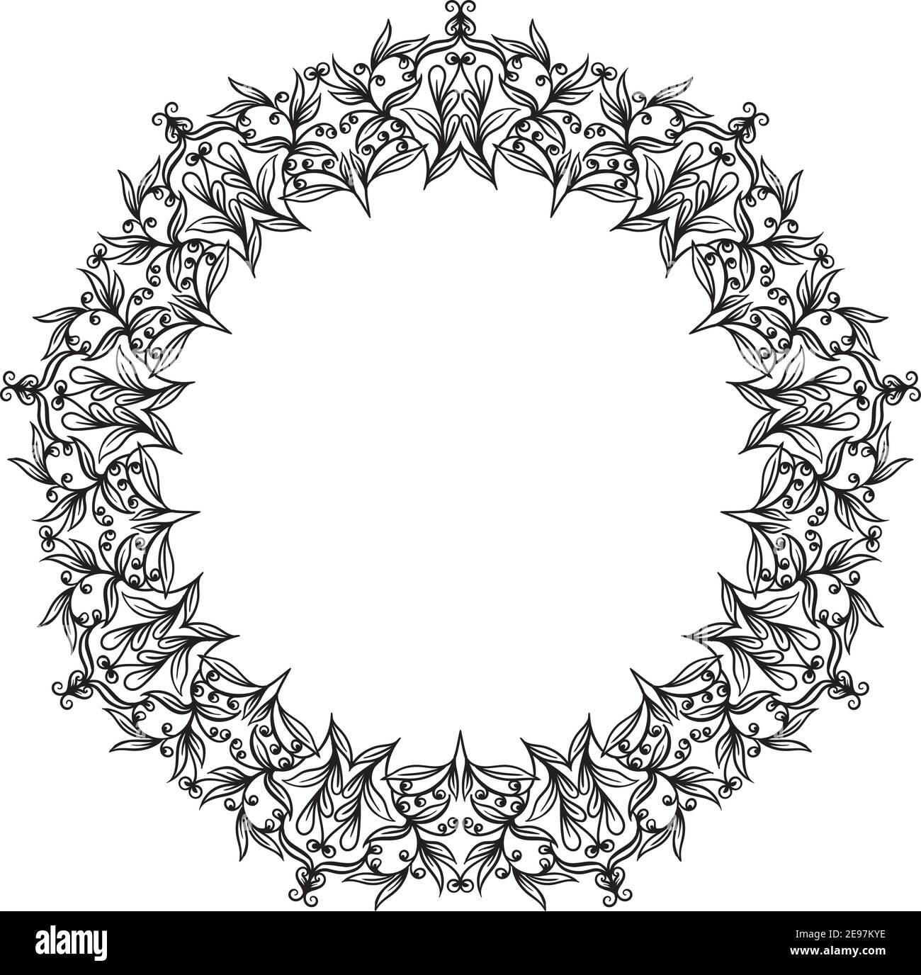 Dekorative Linie Kunst Rahmen für Design-Vorlage. Elegantes Element für Design im östlichen Stil, Platz für Text. Schwarzer Umriss floraler Rand. Spitzenvektor Stock Vektor