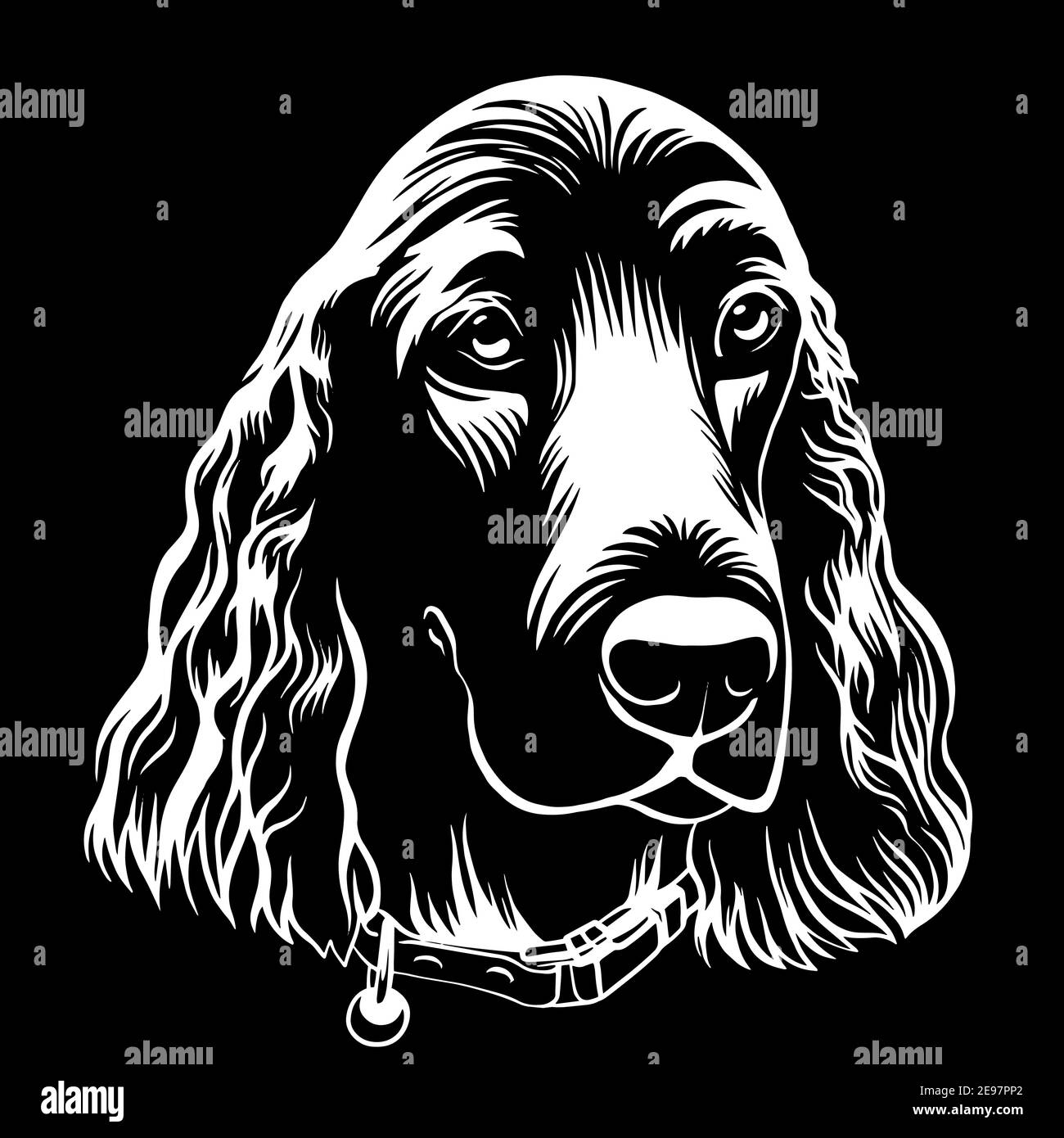 Spaniel Hund Hand gezeichnet Umriss Stock Vektor Illustration Malbuch Seite auf weiß Stock Vektor