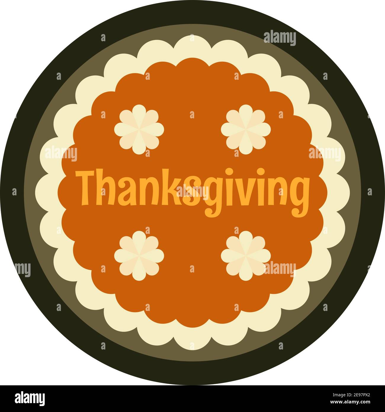 Draufsicht Baked Pumpkin Pie mit Schlagsahne auf der Oberseite Als Thanksgiving Day Attribut Vektor Illustration isoliert Stock Vektor