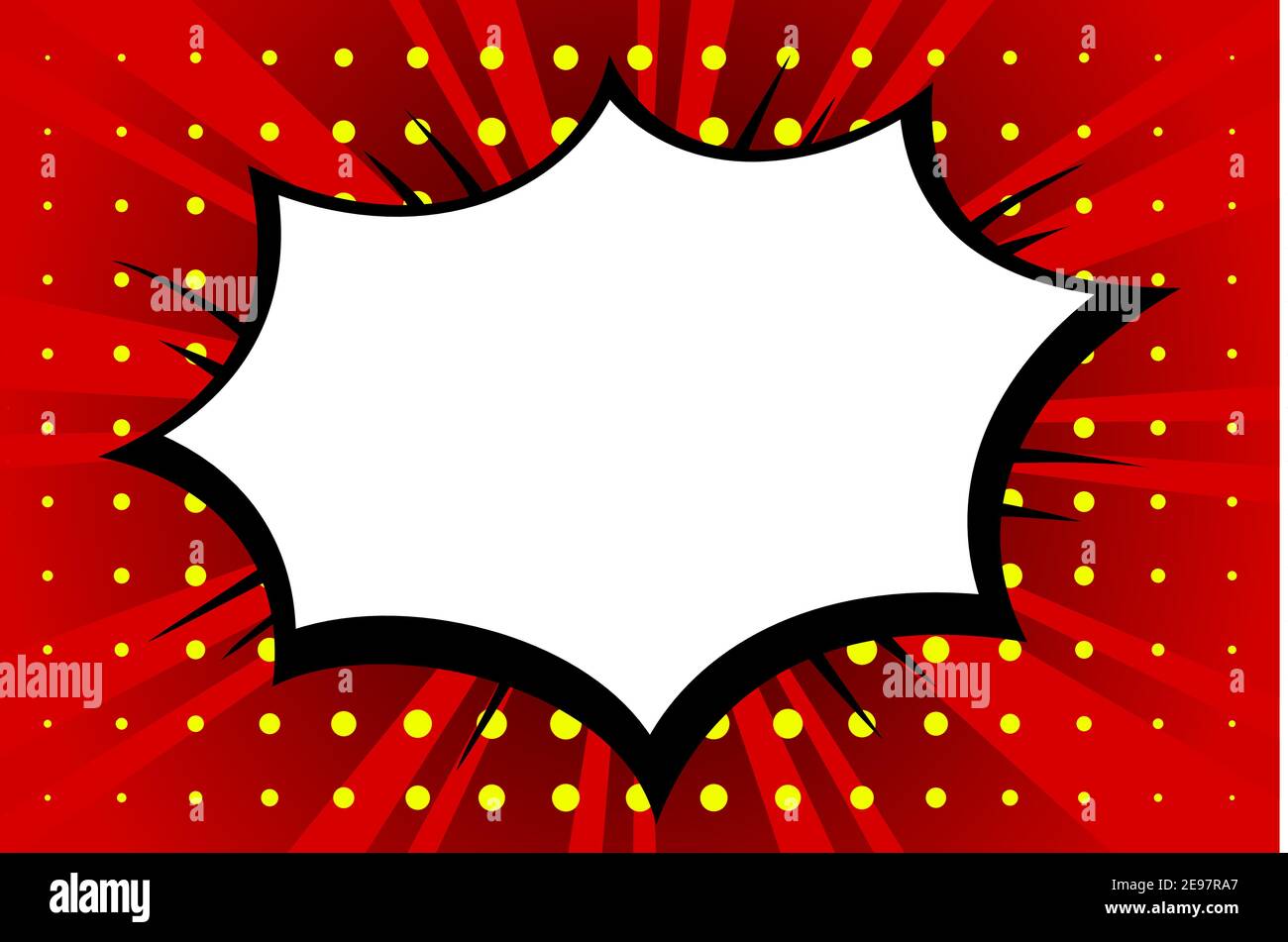 Bunte Comic-Hintergrund.Blank weiße Sprechblasen Strahlen, radial gepunktete Effekte. Vektorgrafik im Pop-Art-Stil Stock Vektor