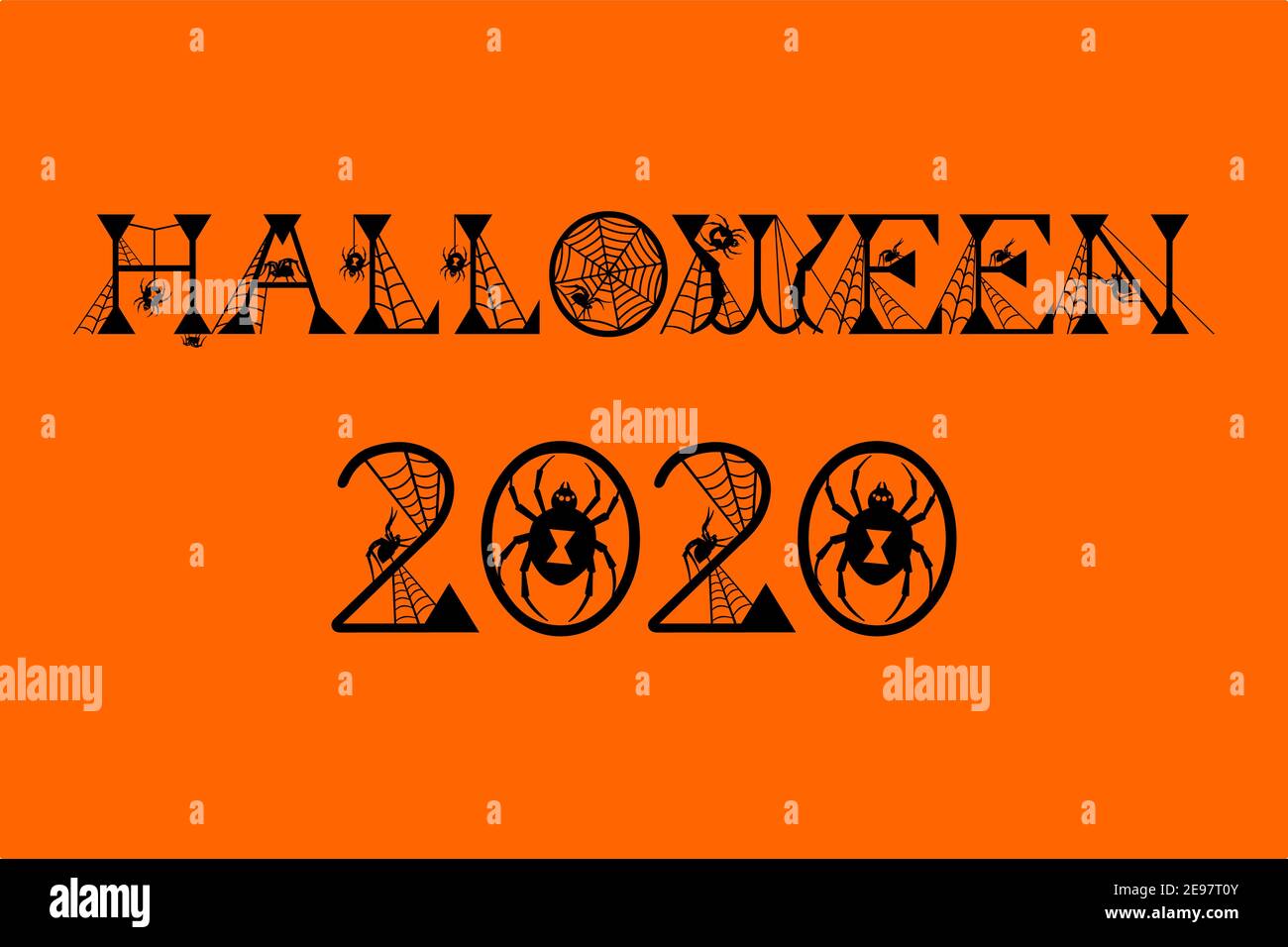 halloween 2020 Titel oder Text auf orangefarbenem Hintergrund Stock Vektor